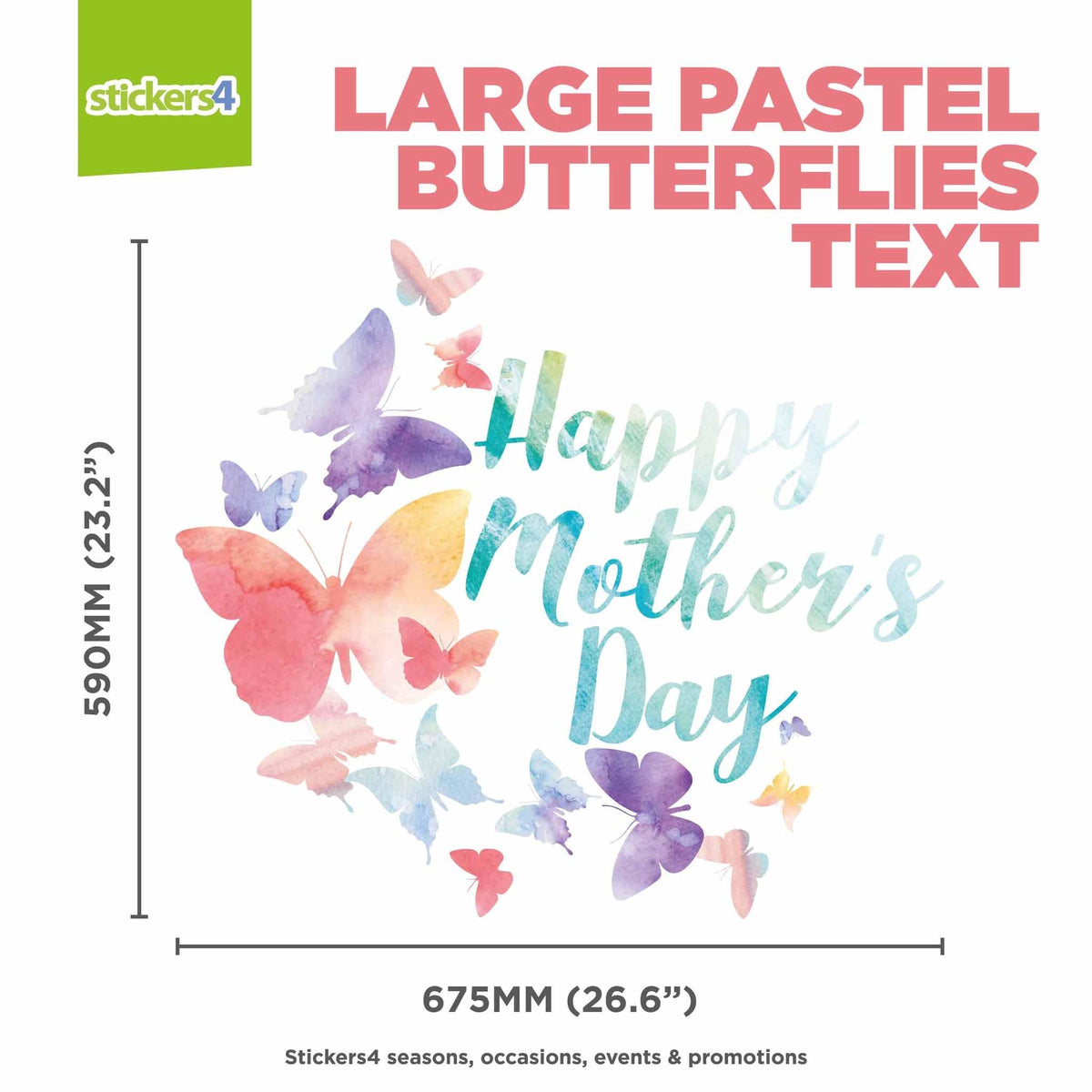 Mother&#39;s Day Pastel Butterflies Window Cling Sticker