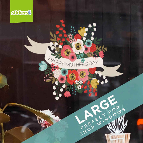 Happy Mother's Day Vintage Flowers Window Cling Sticker Mother's Day Display