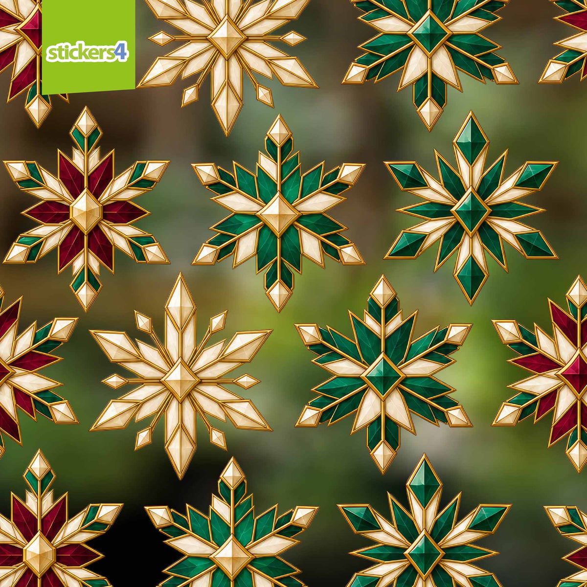 Neo-Deco Crystal Snowflake Christmas Window Stickers