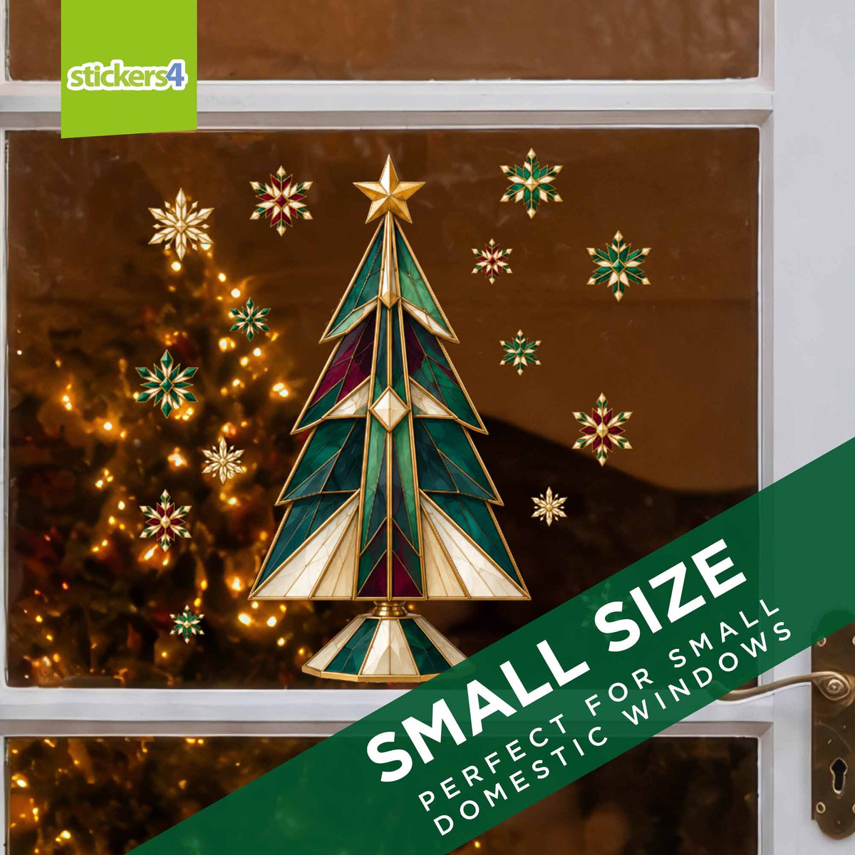 Neo-Deco Christmas Tree & Crystal Snowflakes Window Stickers