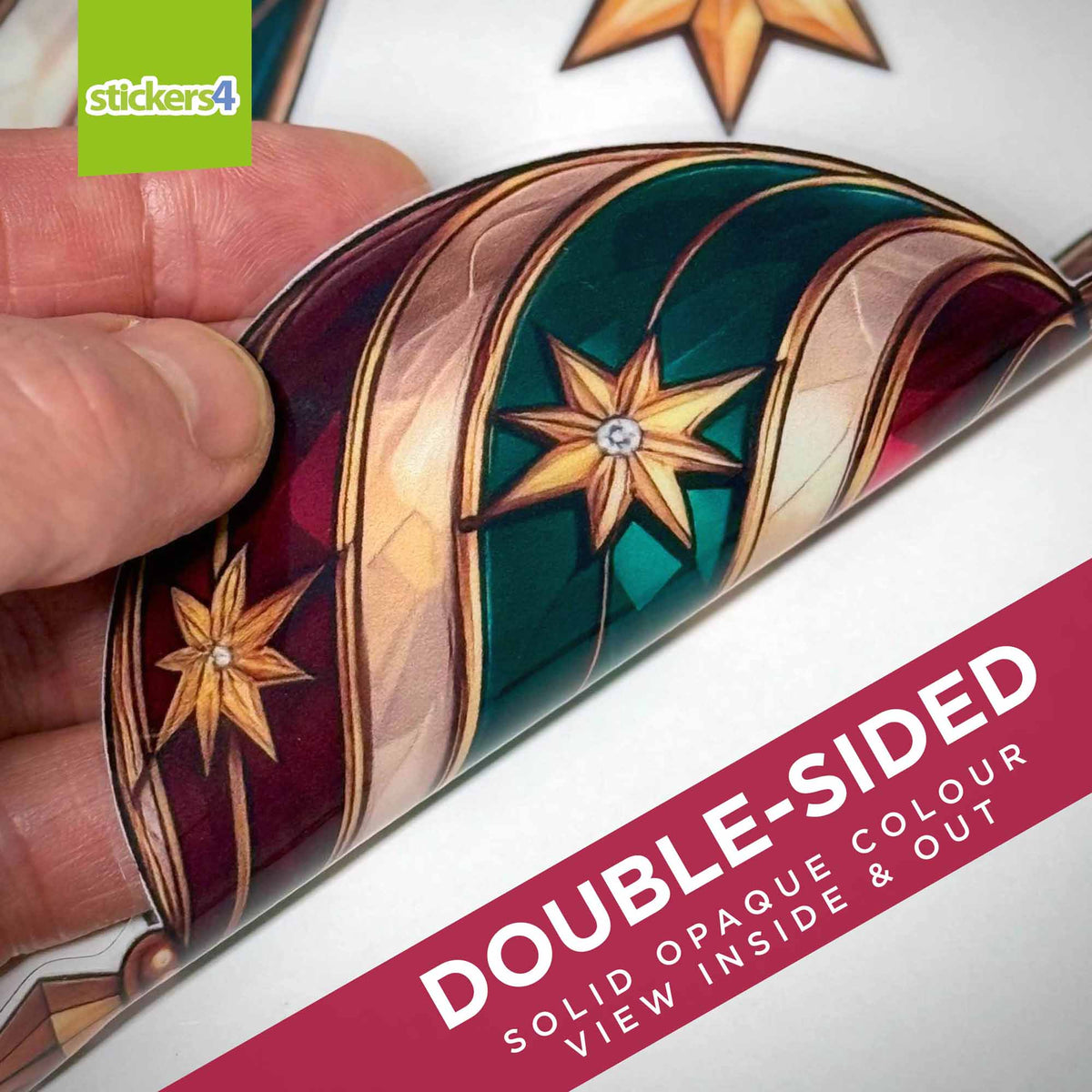Double-sided Neo-Deco bauble window sticker showing colour on both sides