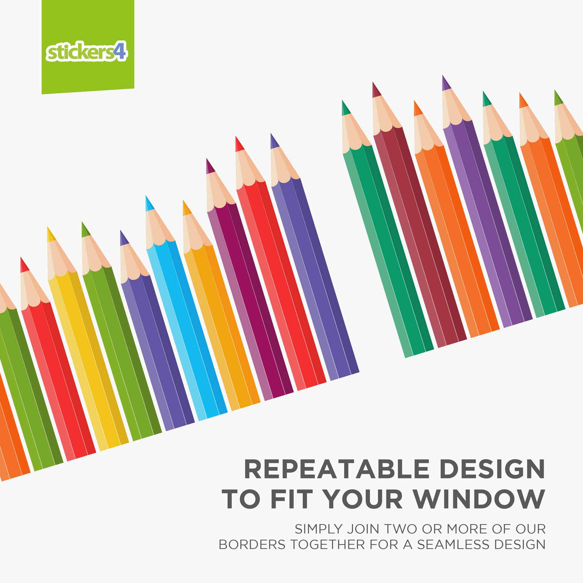 Back to School Coloured Pencils Border Window Decal