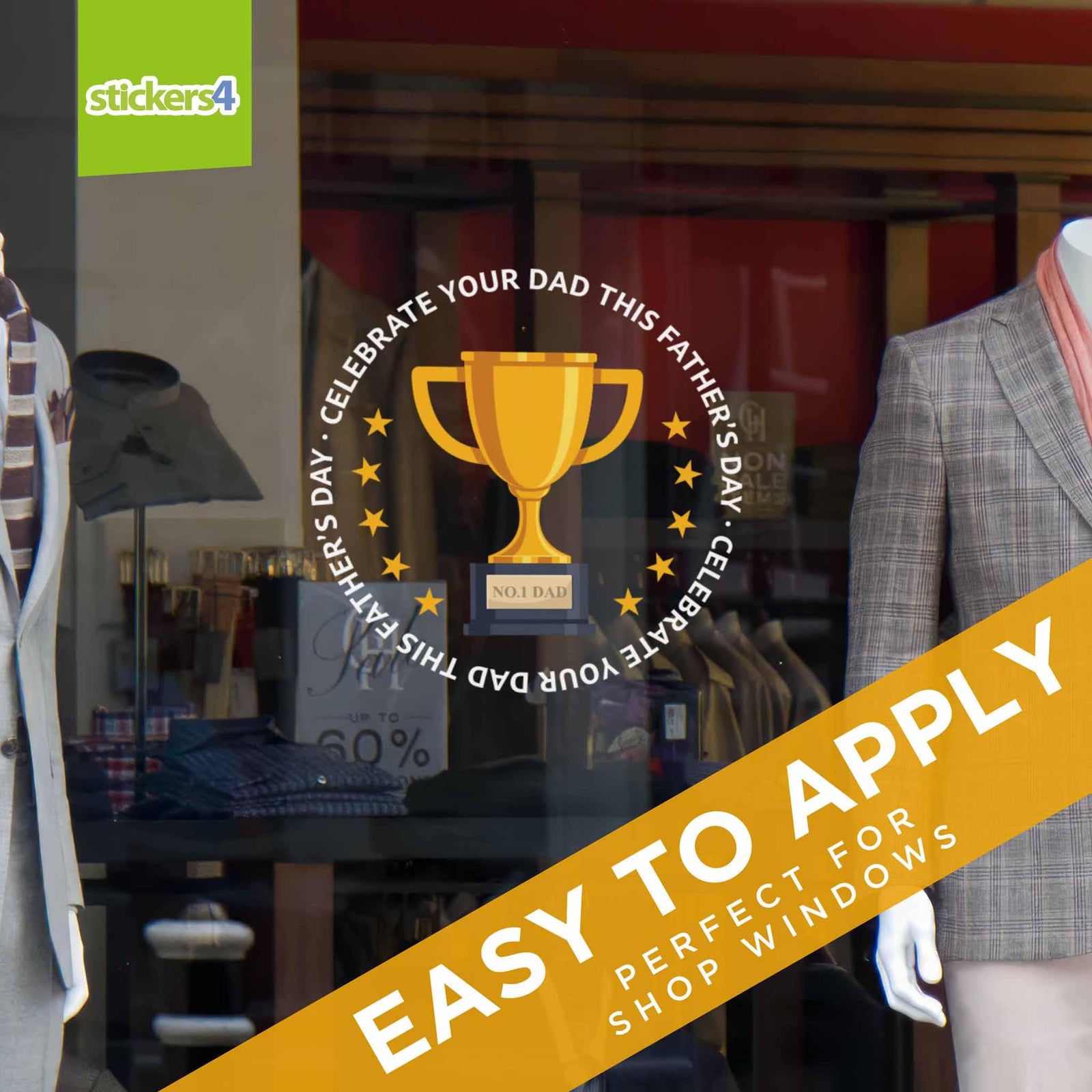 No.1 Dad Trophy Roundel Window Sticker Father's Day Window Display