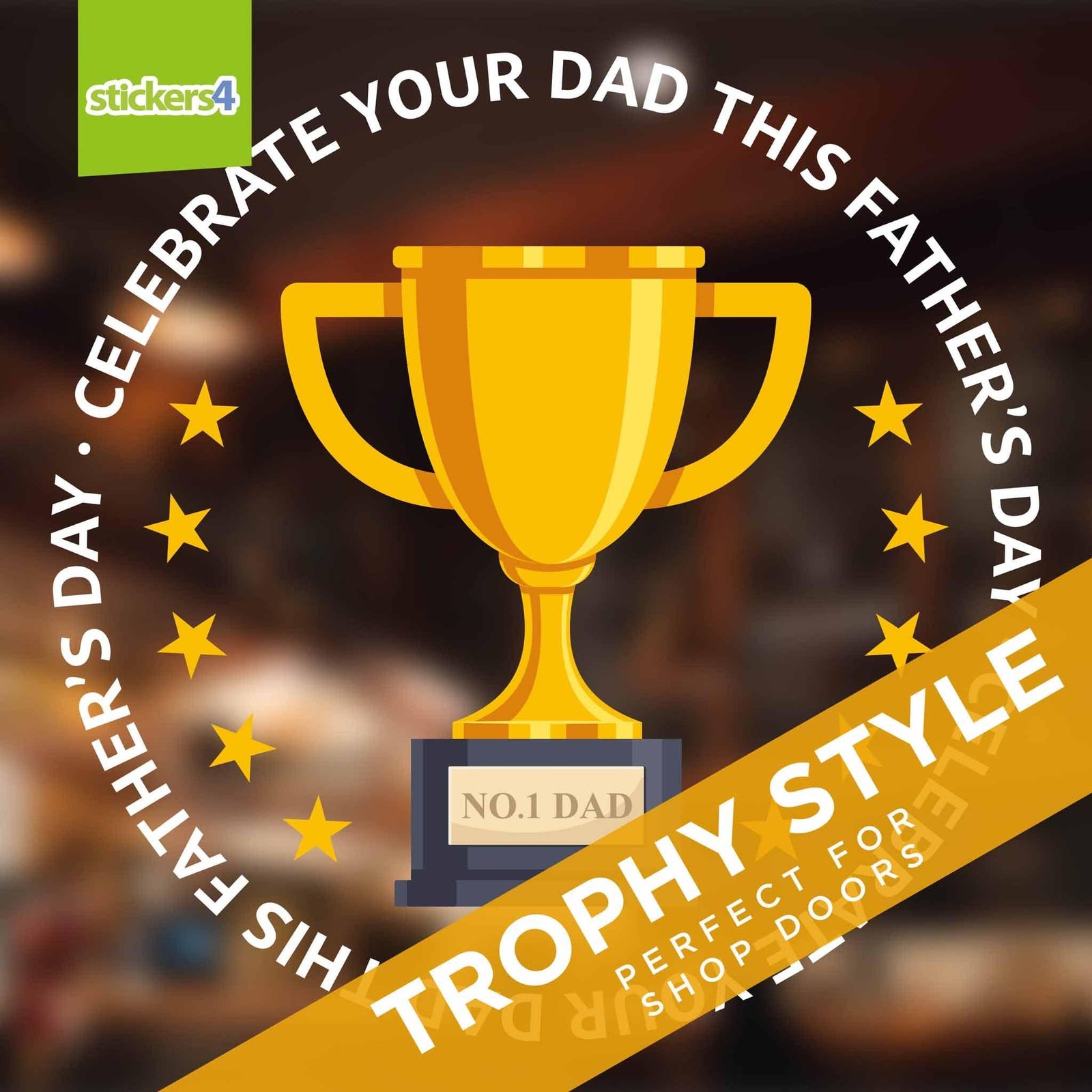 No.1 Dad Trophy Roundel Window Sticker Father's Day Window Display