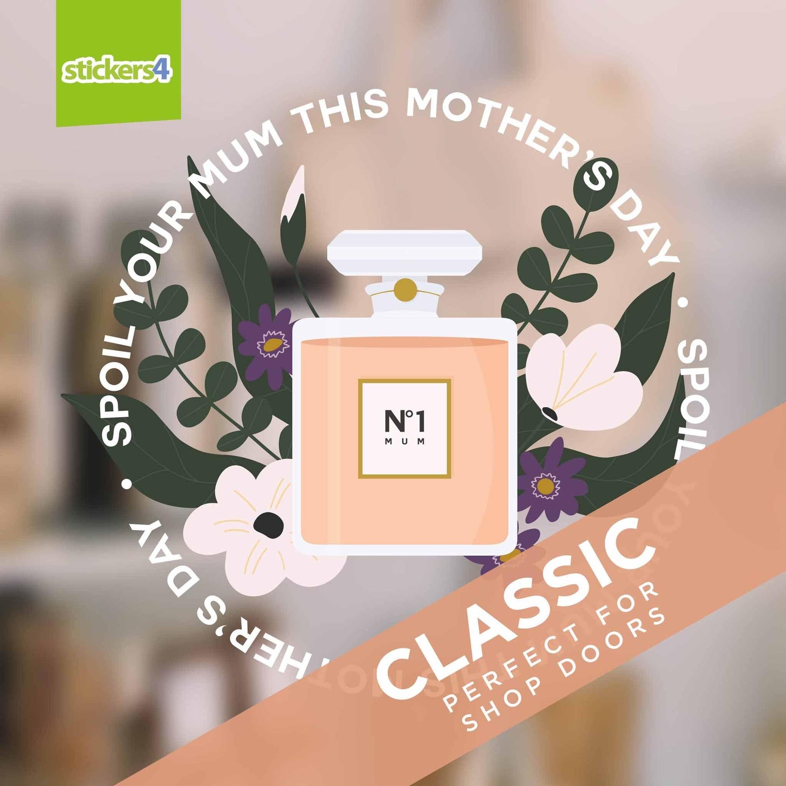 No.1 Mum Perfume Roundel Window Sticker Mother's Day Display