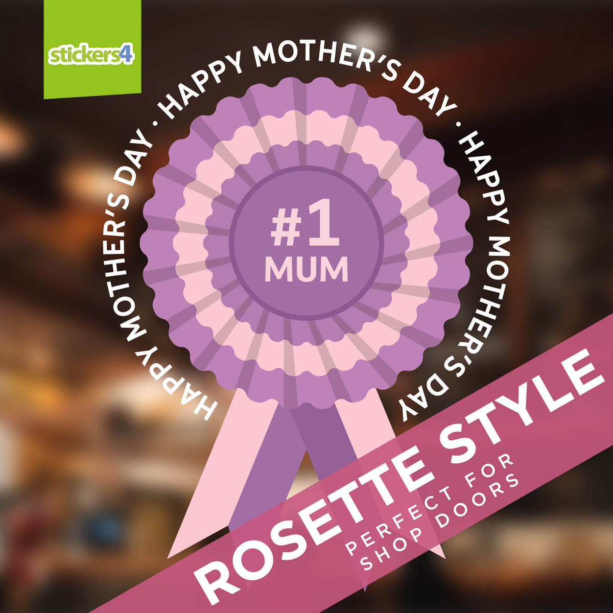 No.1 Mum Rosette Window Sticker