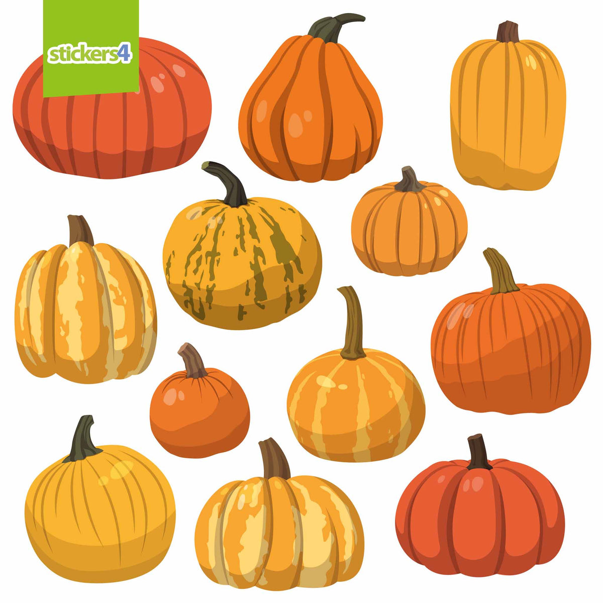 Pack of 12 Autumnal Pumpkin Window Stickers