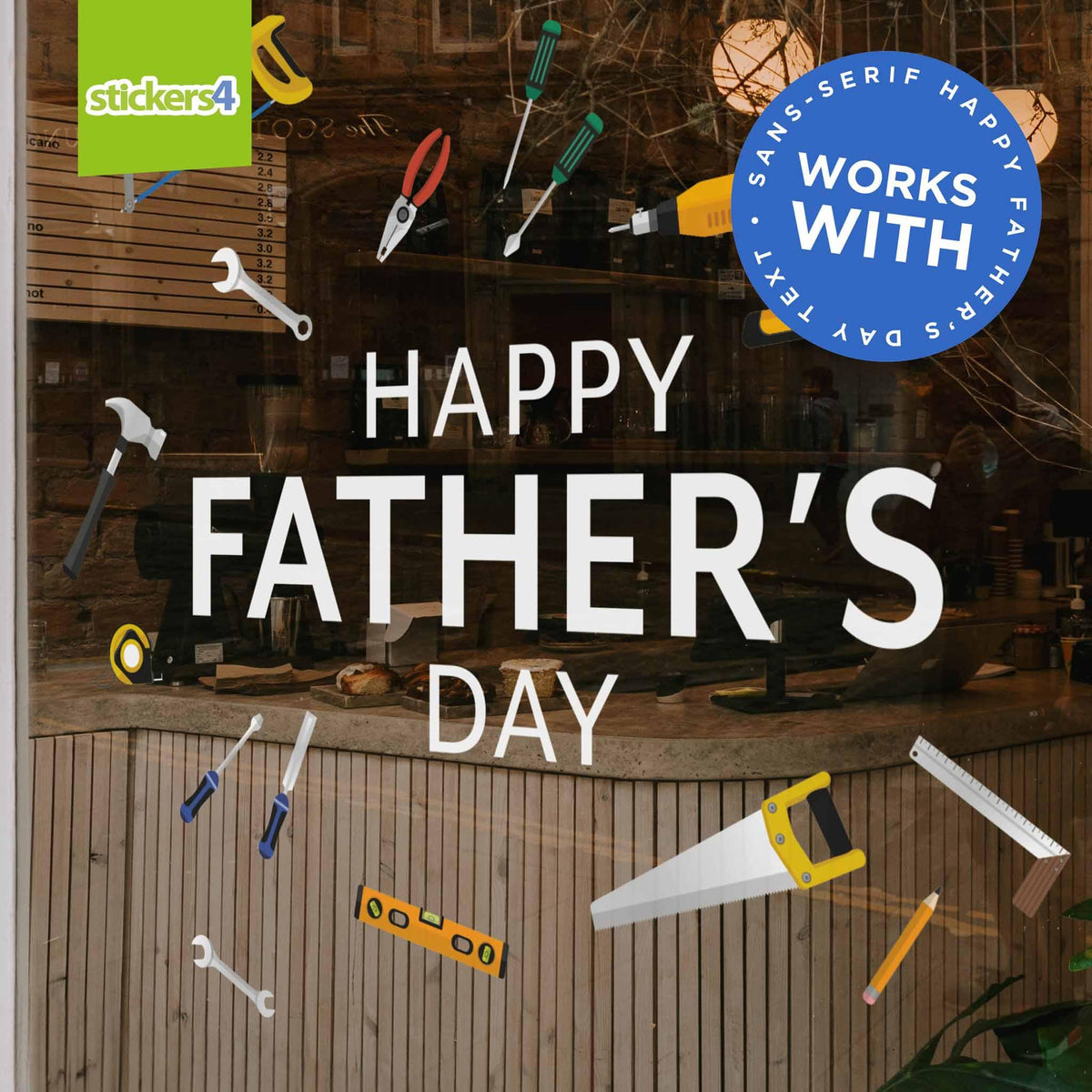 Pack of 15 Tools Window Stickers Father&#39;s Day Window Display