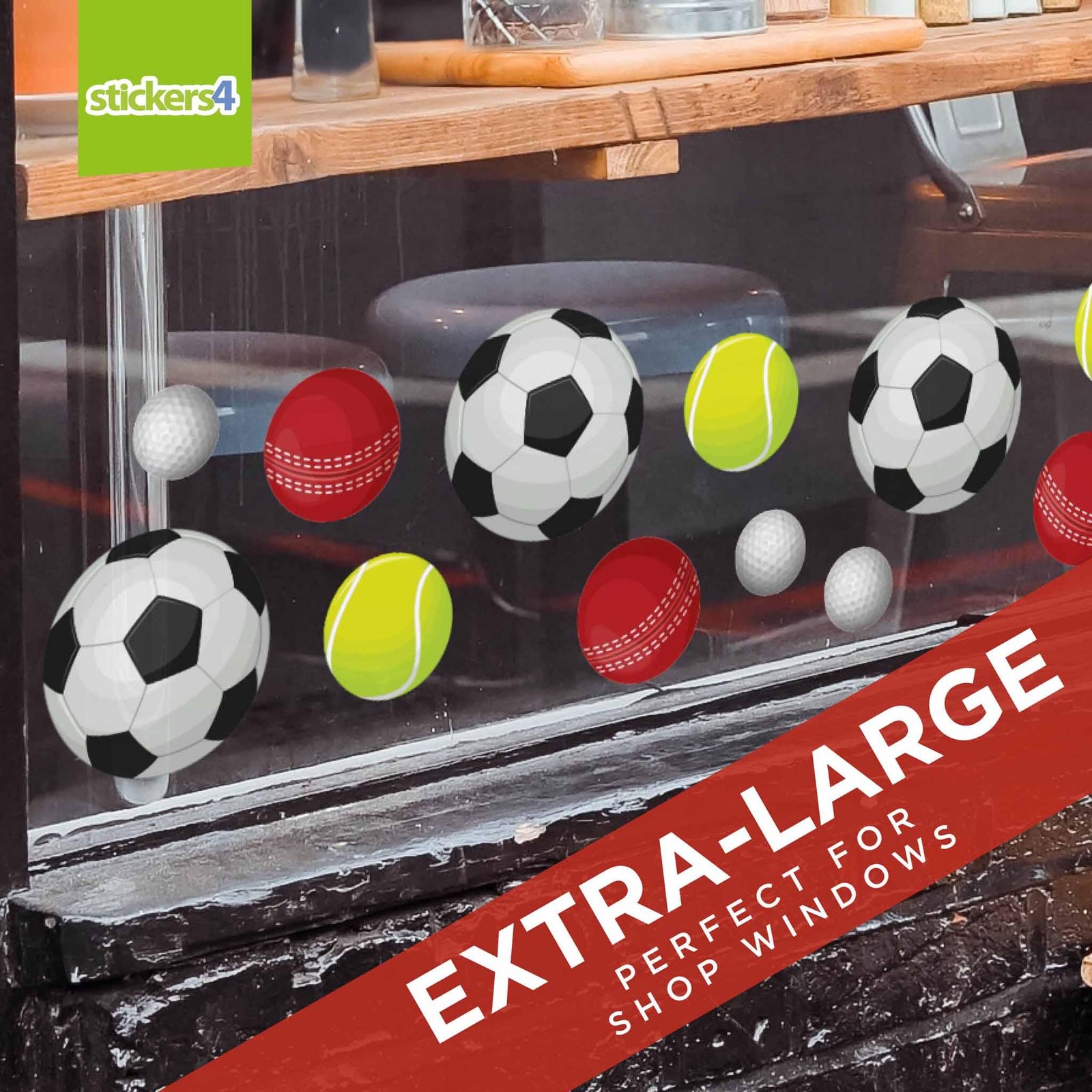 Pack of 16 Sports Balls Window Stickers Father's Day Window Display