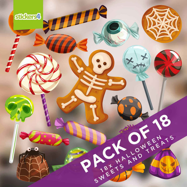 Pack of 18 Sweets and Treats Window Stickers | Halloween