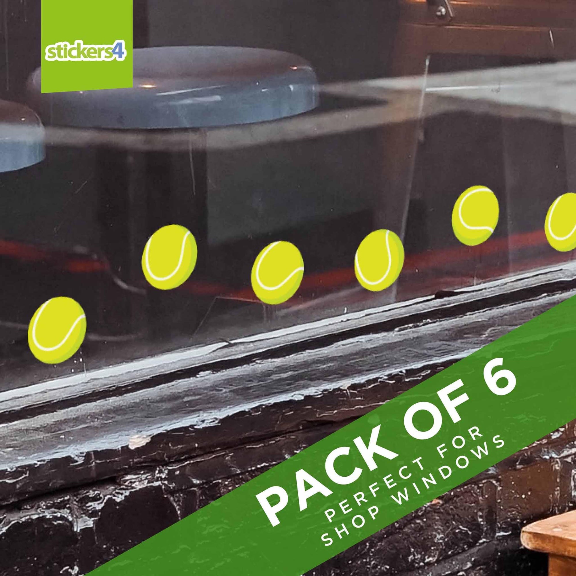 Pack of 6 Tennis Ball Static Cling Window Stickers Events