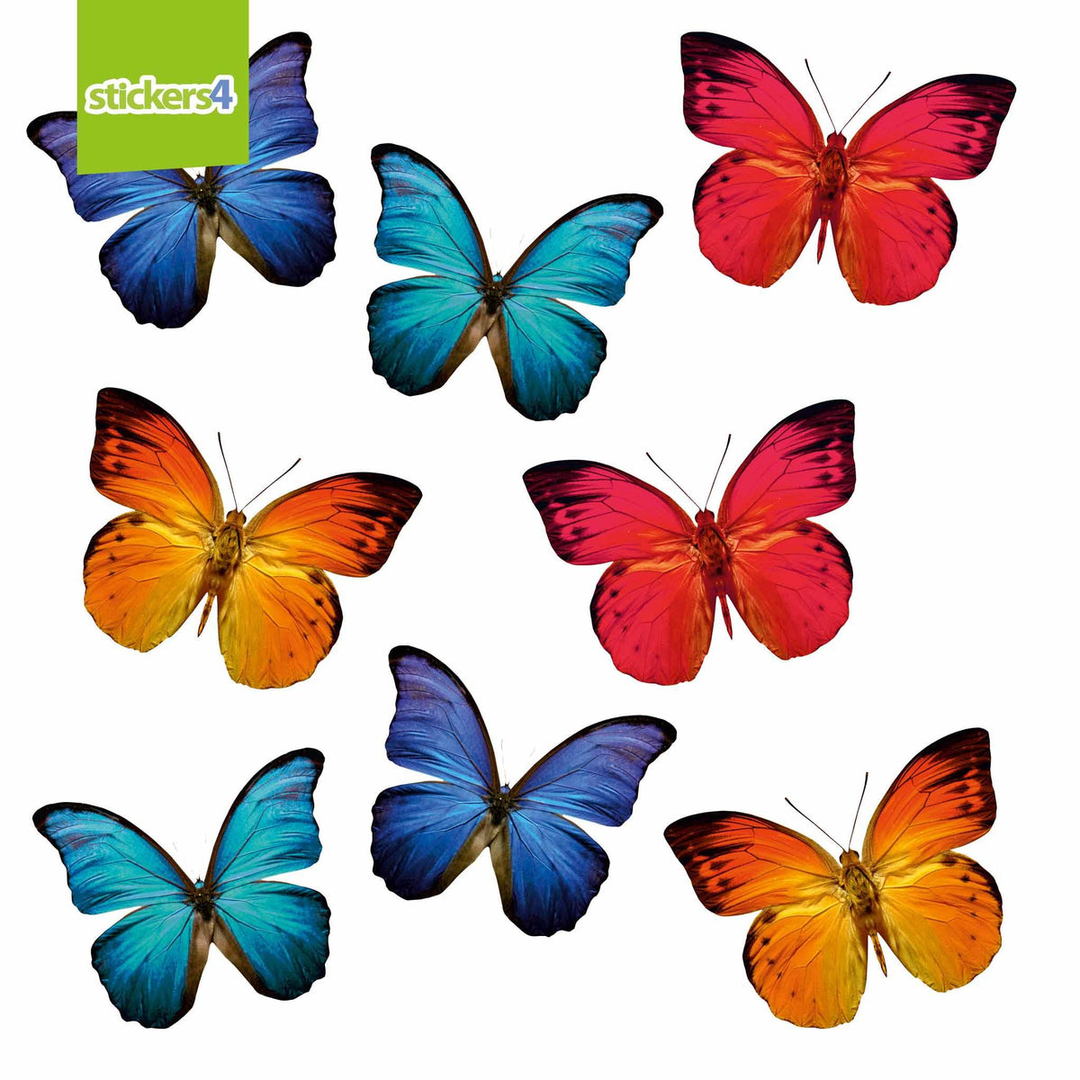 8 Large Colourful Butterfly Static Cling Window Stickers Decorative Bird Strike Prevention