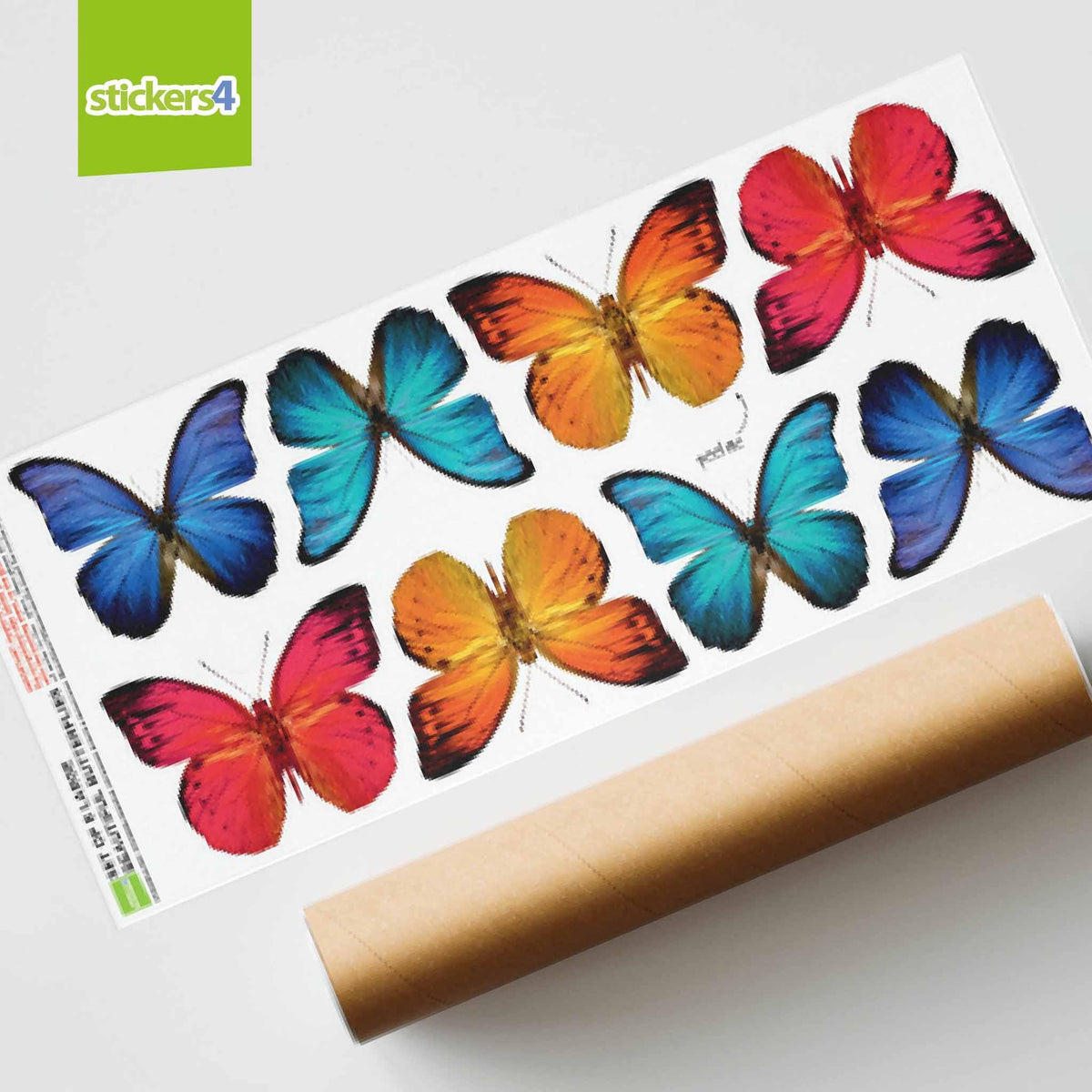 8 Large Colourful Butterfly Static Cling Window Stickers Decorative Bird Strike Prevention