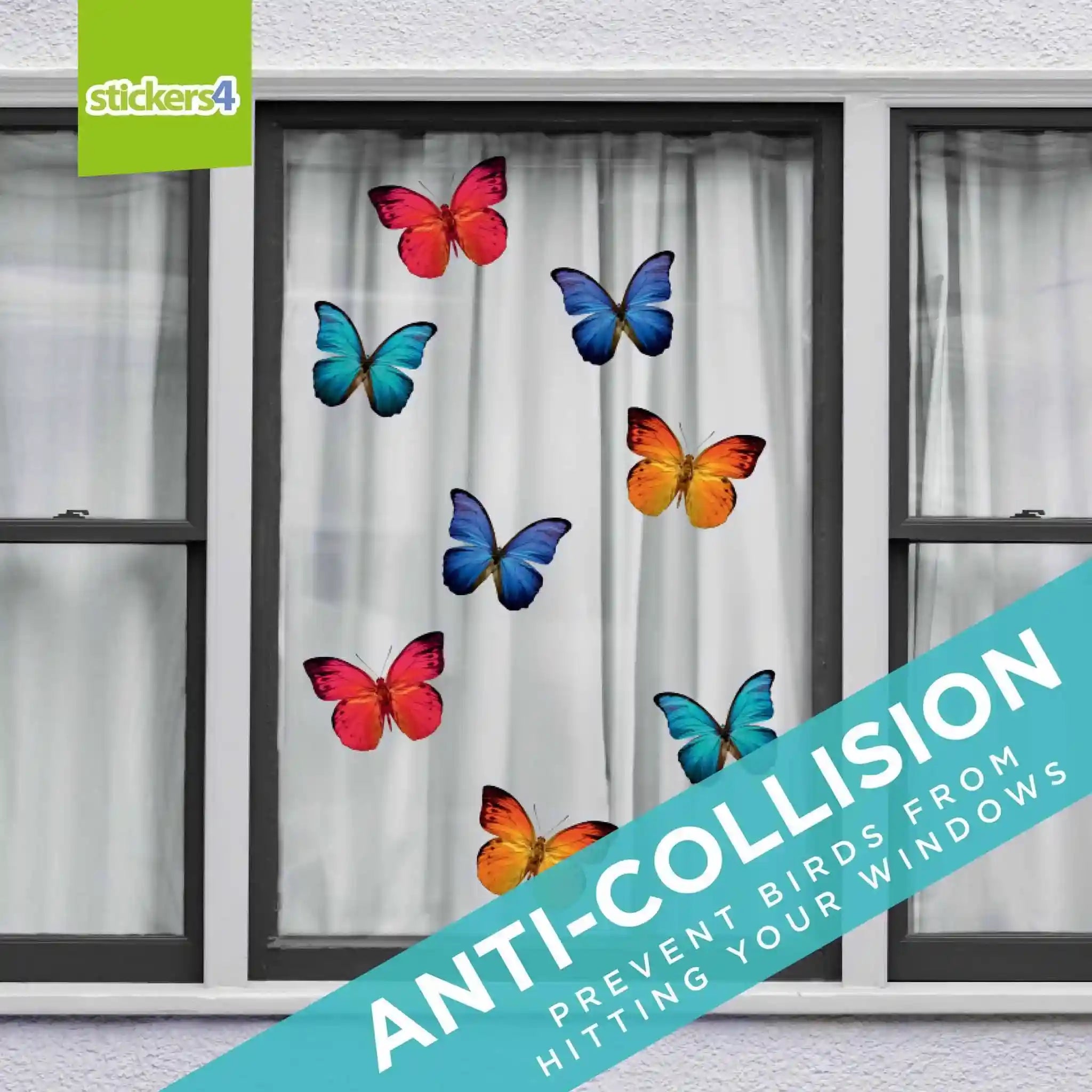 Large Window Inside Sticker Colourful Butterfly Window Stickers | Bird Strike Prevention