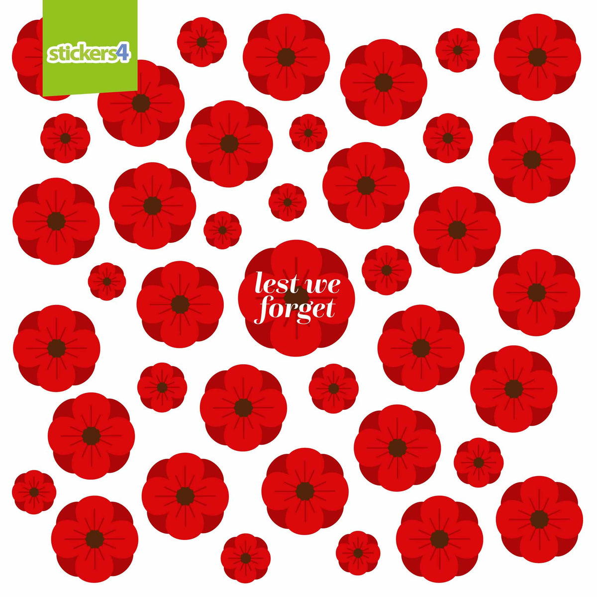 Pack of 40 Remembrance Poppy Window Stickers