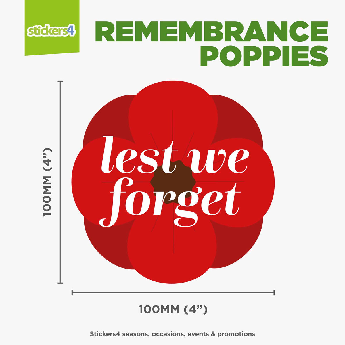 Pack of 40 Remembrance Poppy Window Stickers