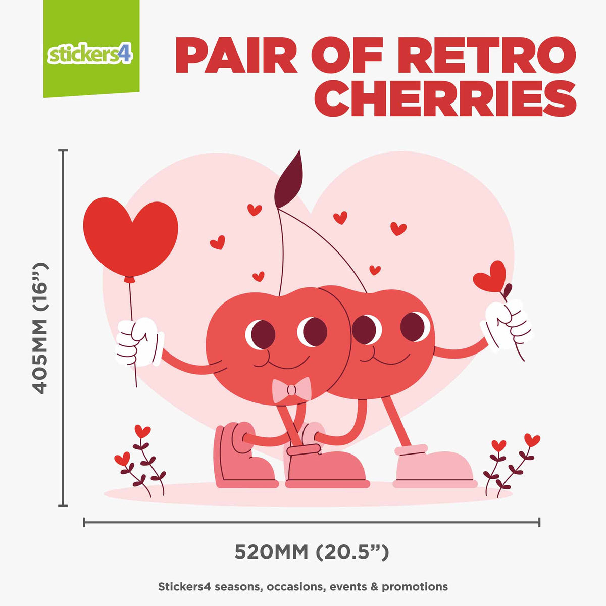 Retro Pair of Cherries Window Sticker