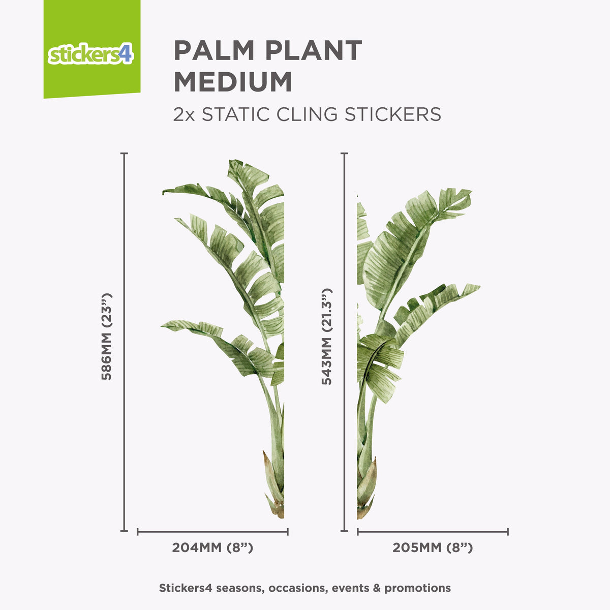 Watercolour Palm Leaves Window Stickers Summer Window Display