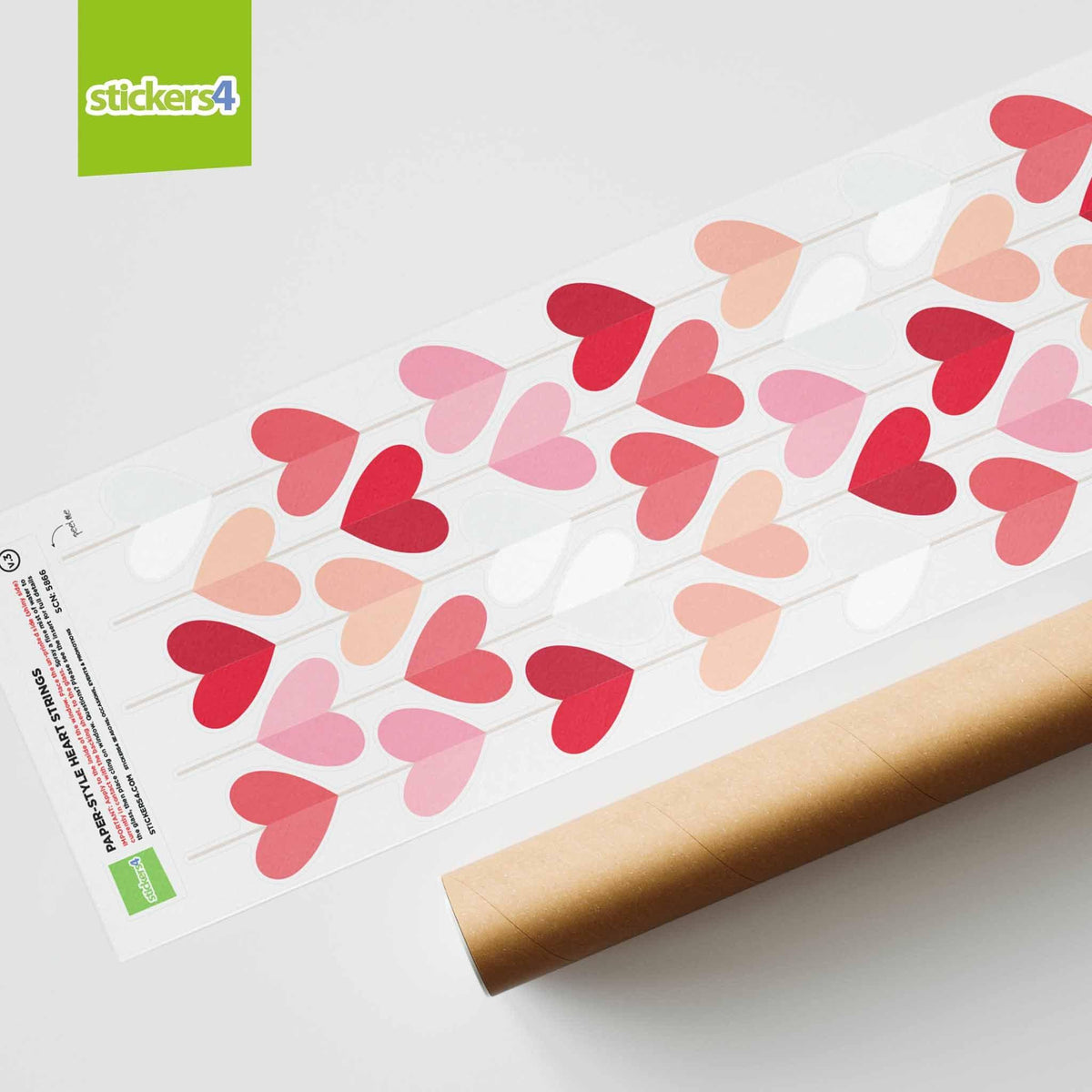 Hanging Paper-Style Heart String Window Stickers