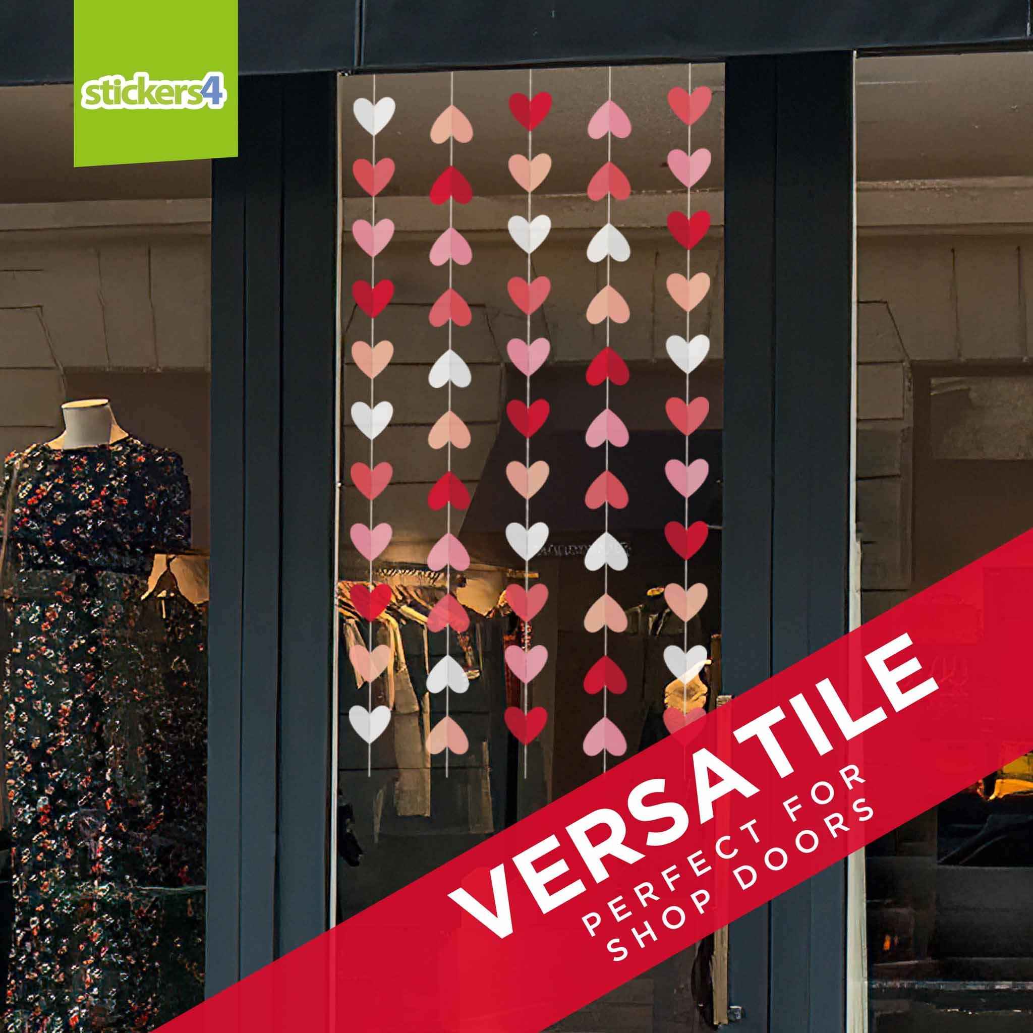 Hanging Paper-Style Heart String Window Stickers | Valentines Day