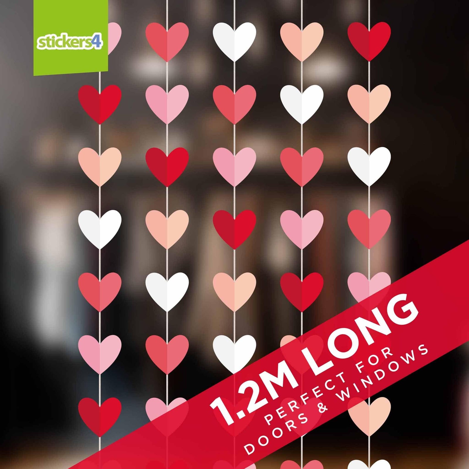 Hanging Paper-Style Heart String Window Stickers Valentines Day Window Display