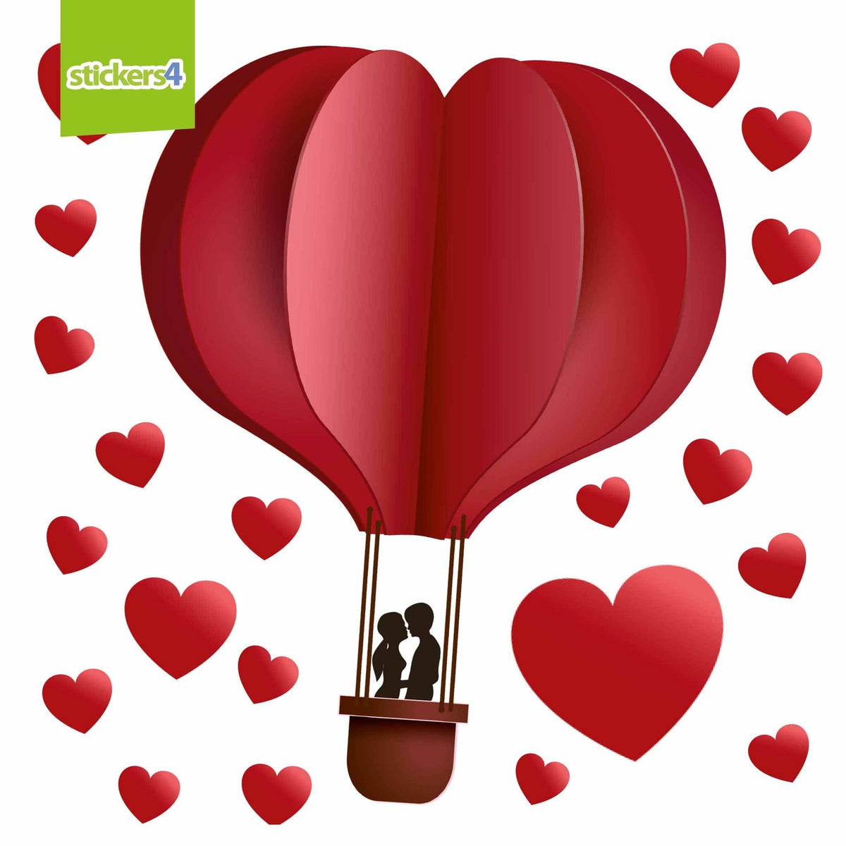 Papercut Balloon with Hearts Window Cling Sticker