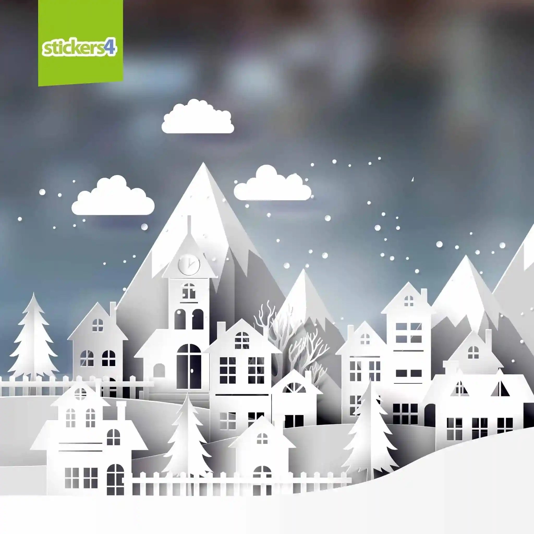 Papercut Town Christmas Border Window Cling