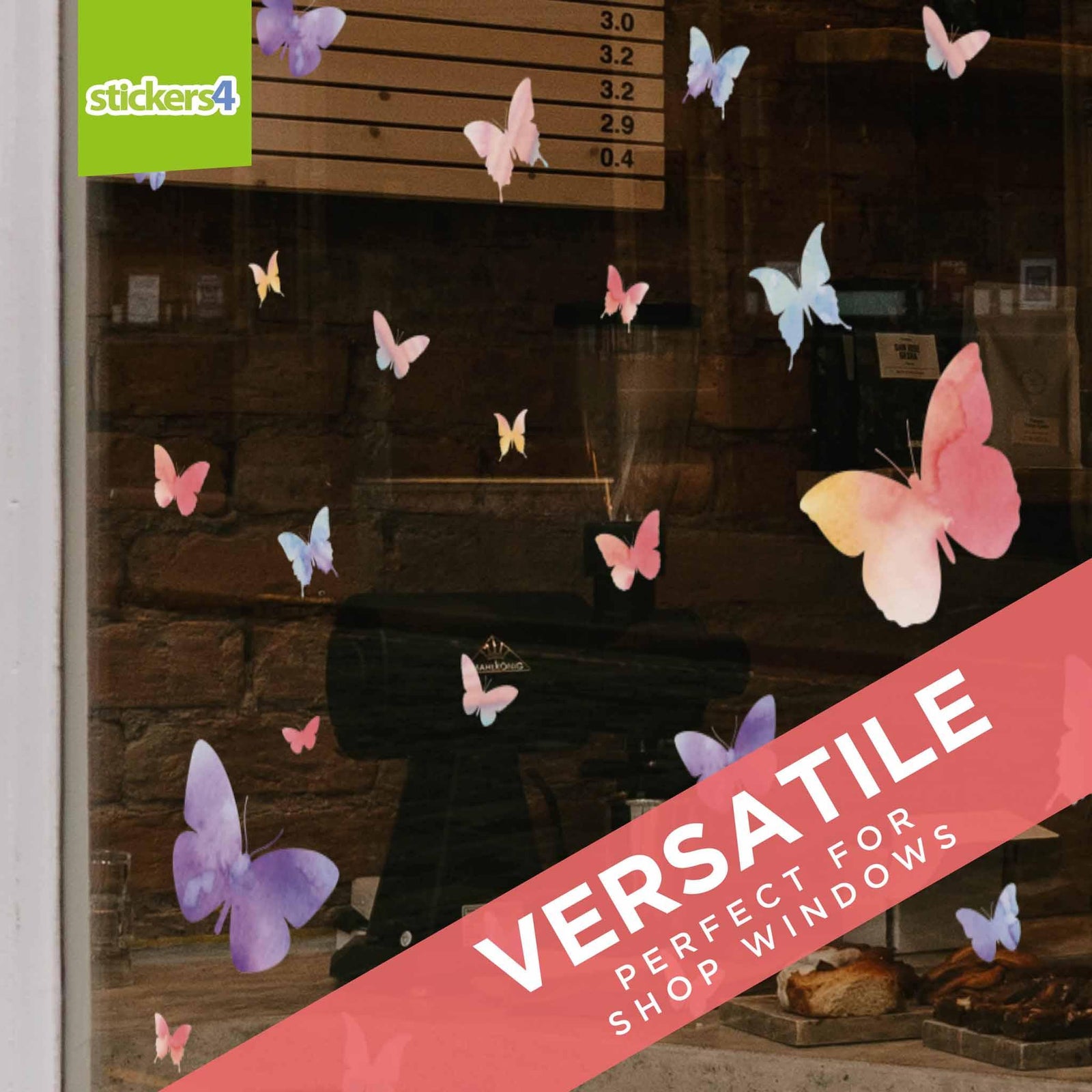 Pack of Pastel Butterflies Window Clings Decorative Bird Strike Prevention