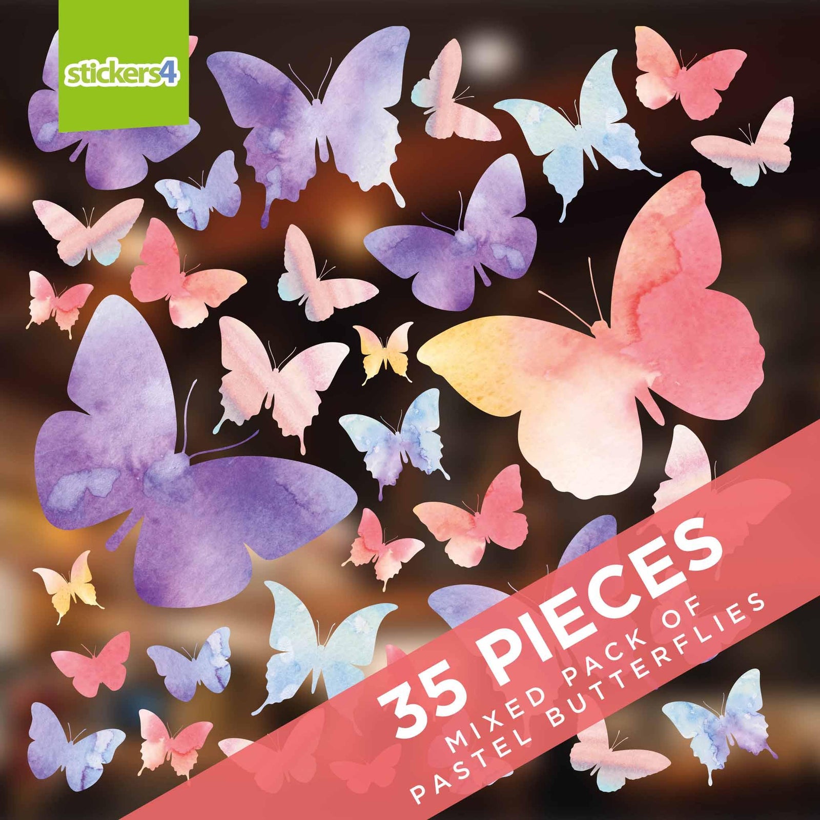 Pack of Pastel Butterflies Window Clings Decorative Bird Strike Prevention