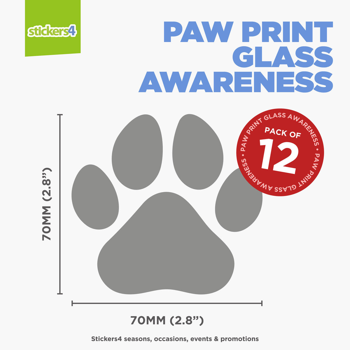 Paw Print Glass Awareness Stickers