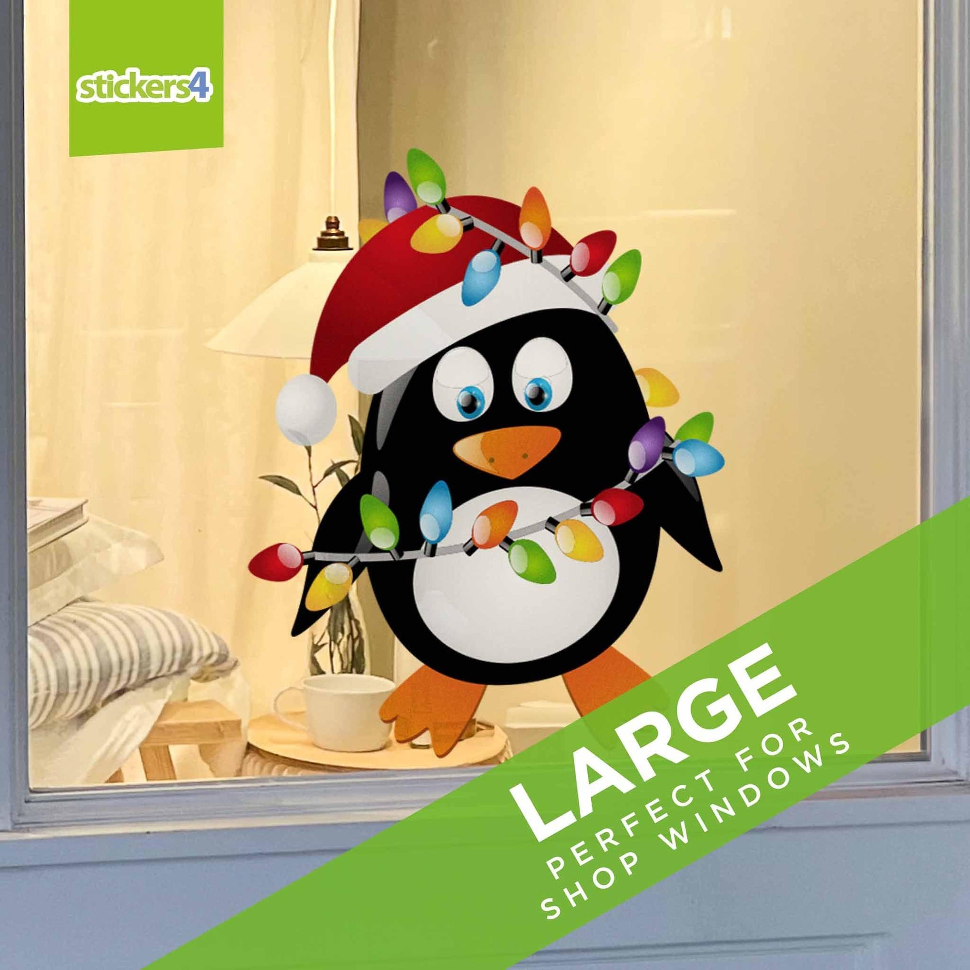 Penguin With Lights Christmas Window Cling Christmas Window Display