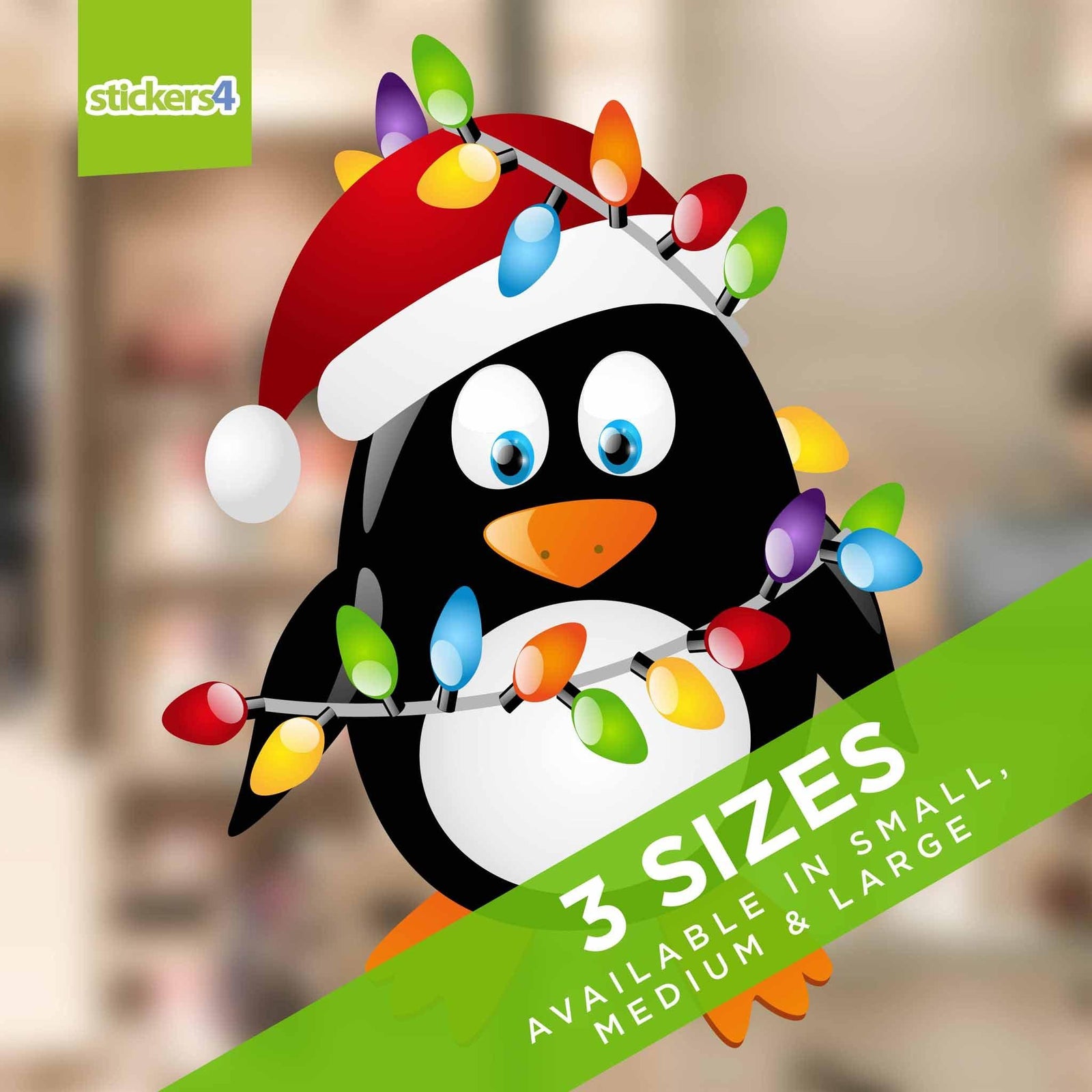 Penguin With Lights Christmas Window Cling Christmas Window Display