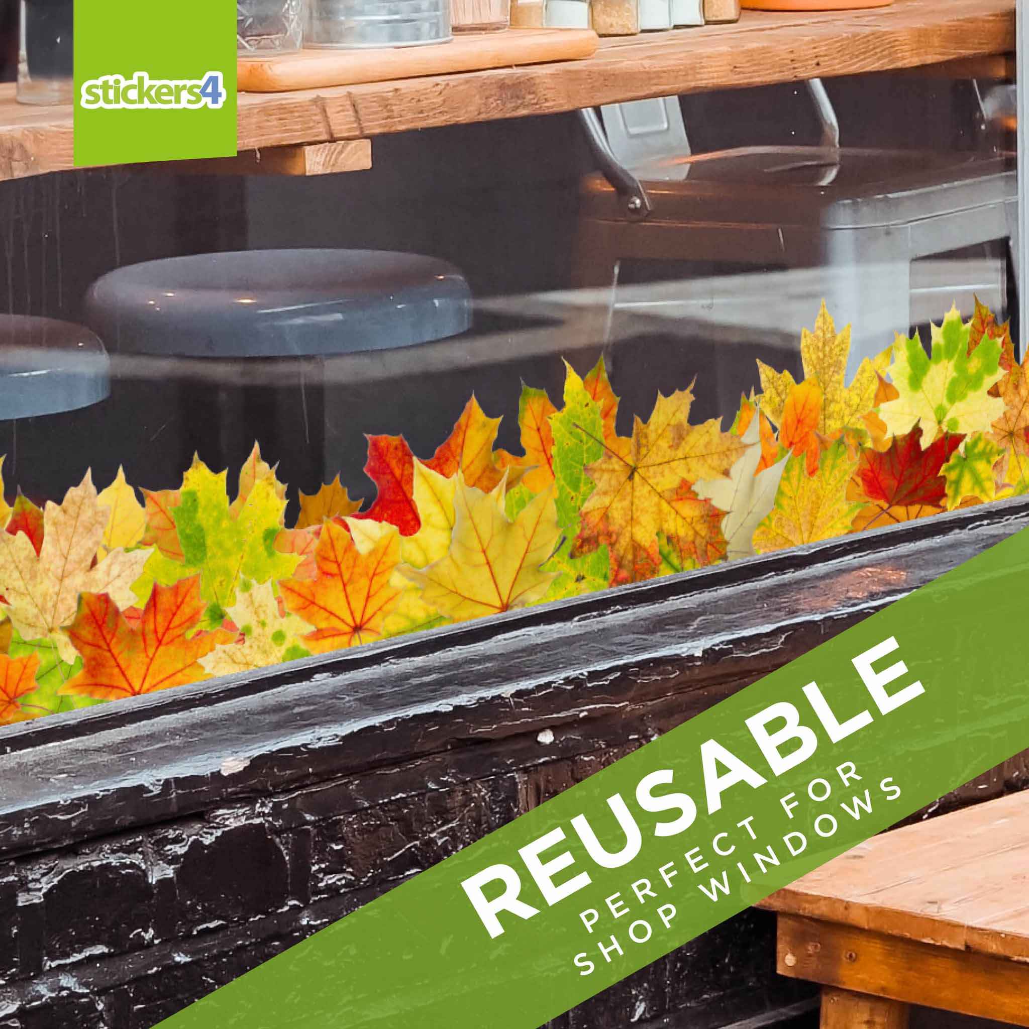 Photorealistic Autumn Leaves Border Window Cling Sticker