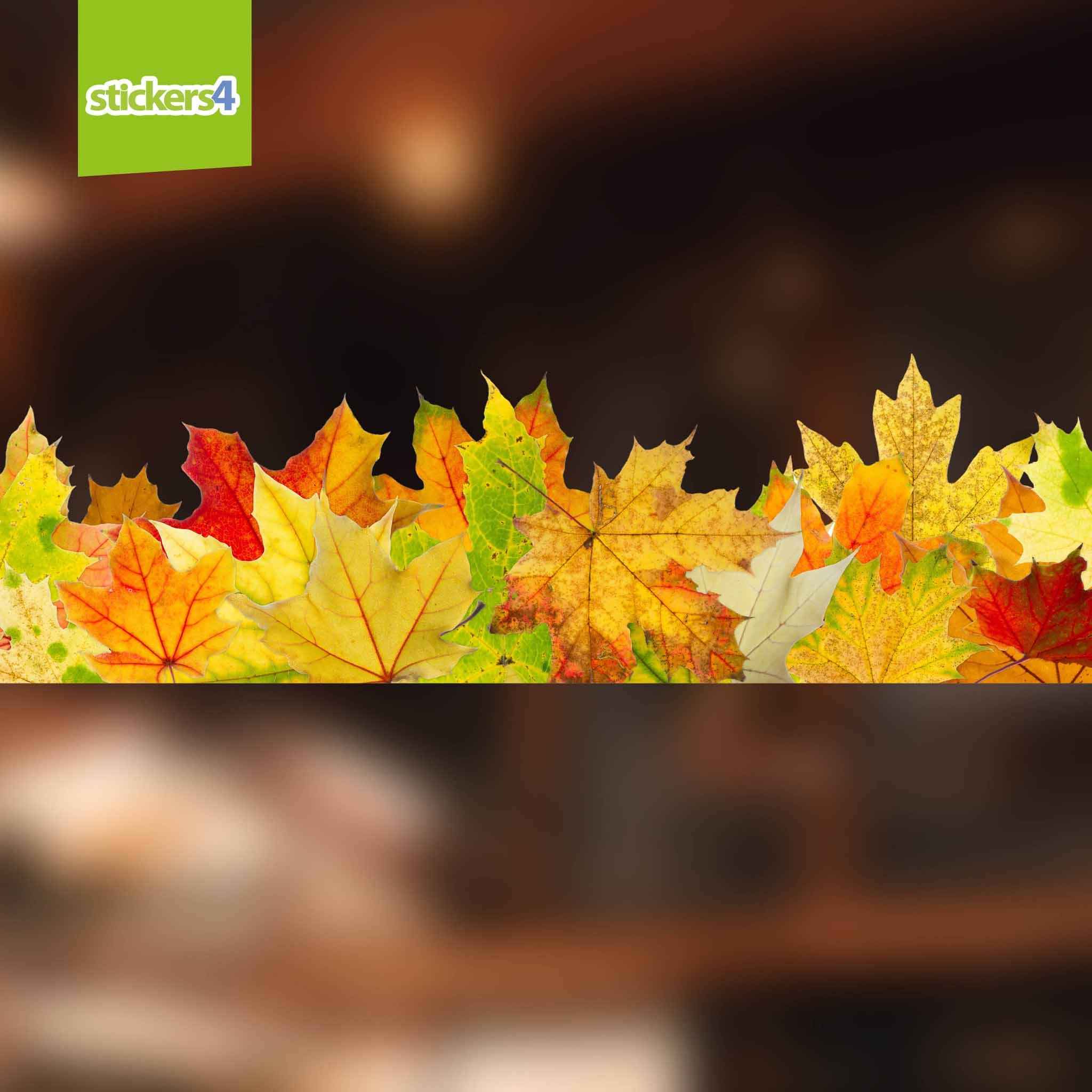 Photorealistic Autumn Leaves Border Window Cling Sticker