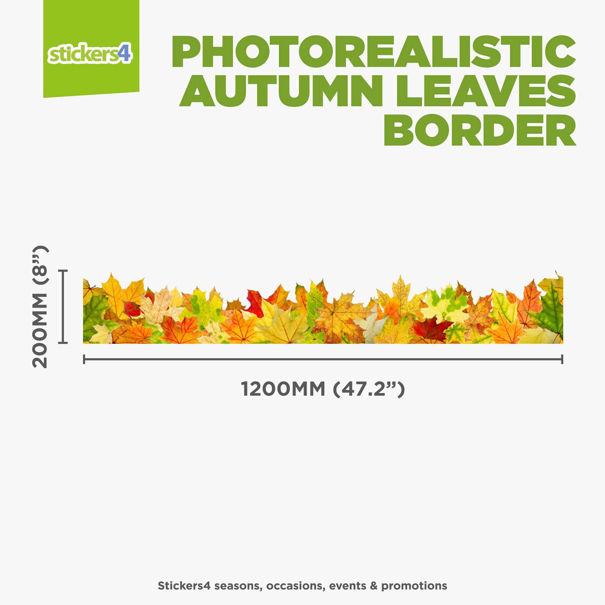 Photorealistic Autumn Leaves Border - Shop Window Cling Sticker