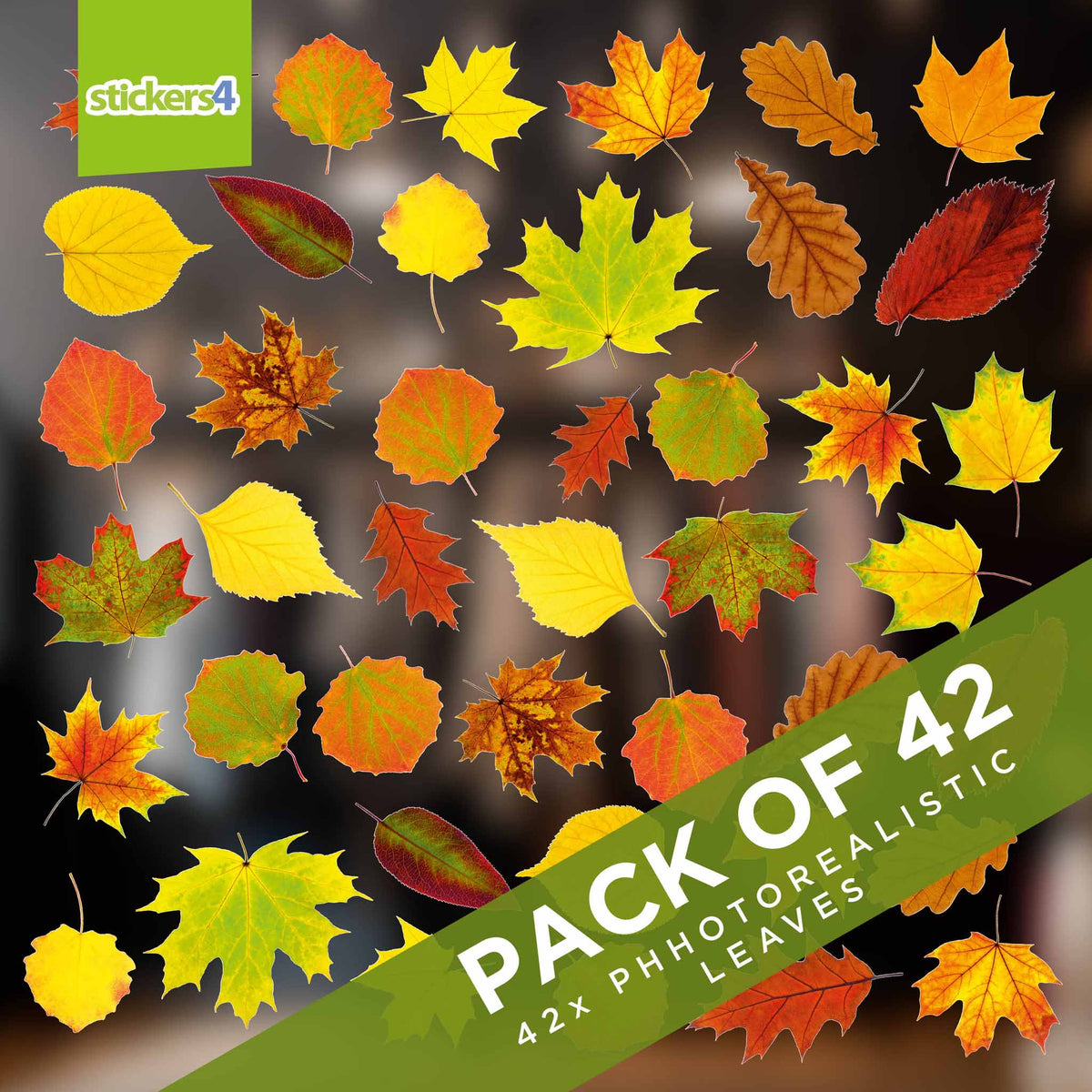 Photorealistic Autumn Leaves Shop Window Stickers - Pack 2