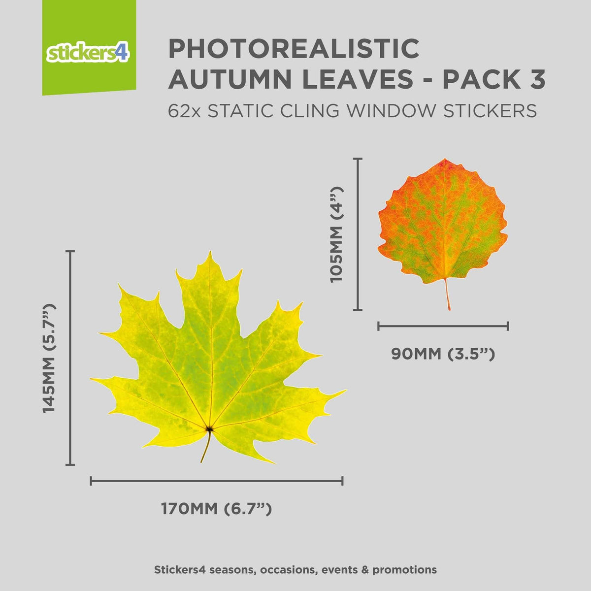 Photorealistic Autumn Leaves Shop Window Stickers - Pack 3 Autumn Window Display