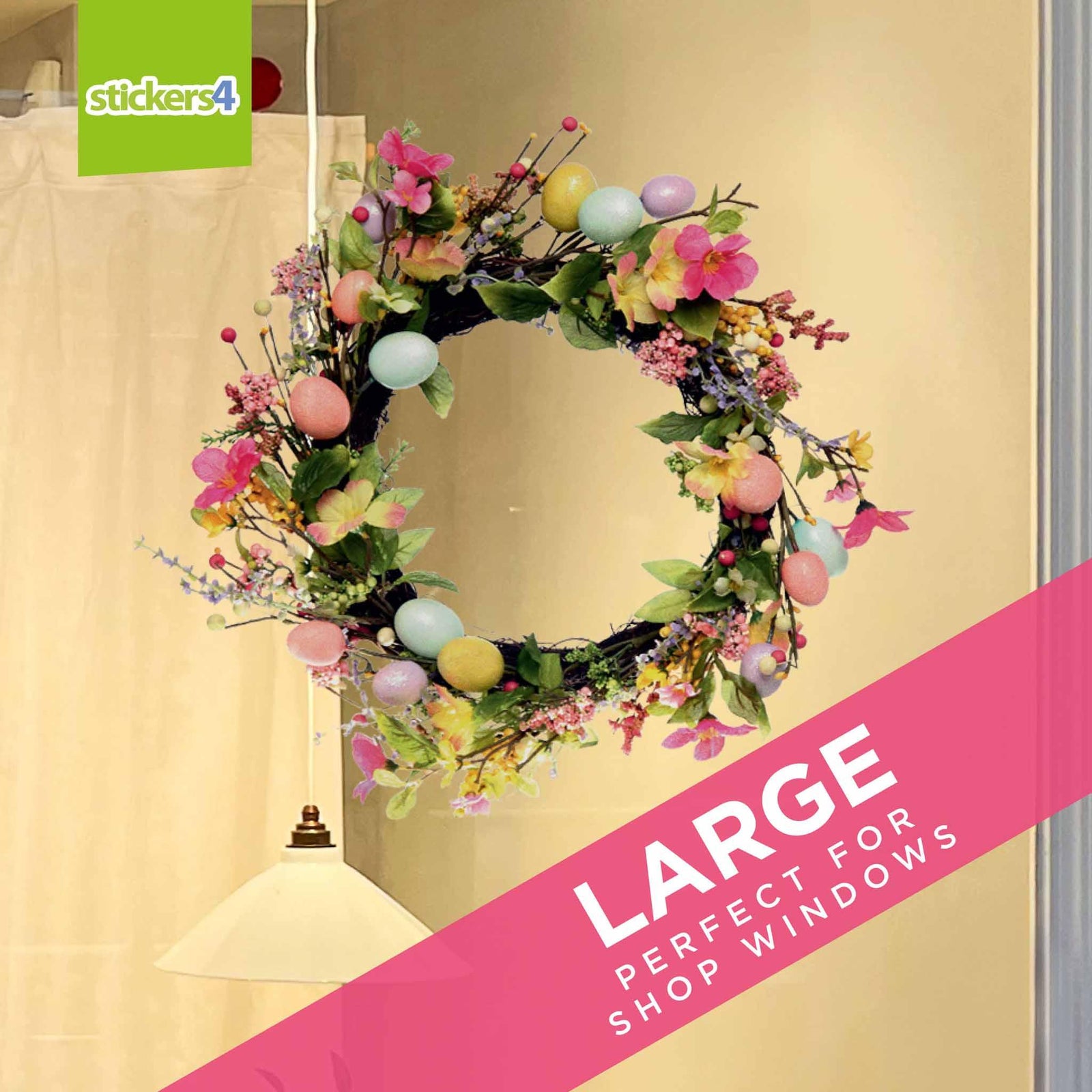 Photorealistic Easter Wreath Window Cling Easter Window Display