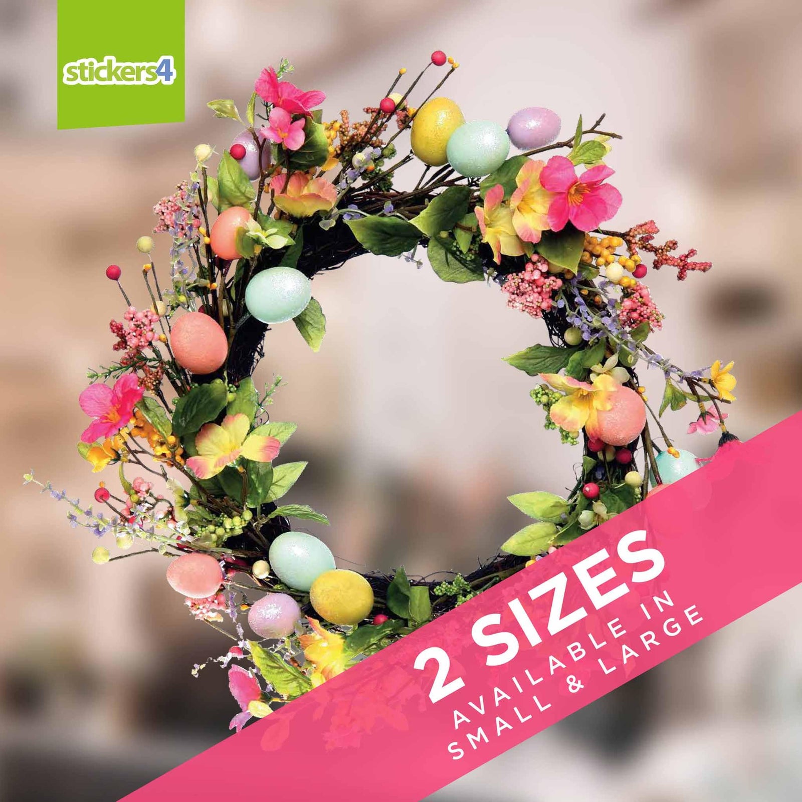 Photorealistic Easter Wreath Window Cling Easter Window Display