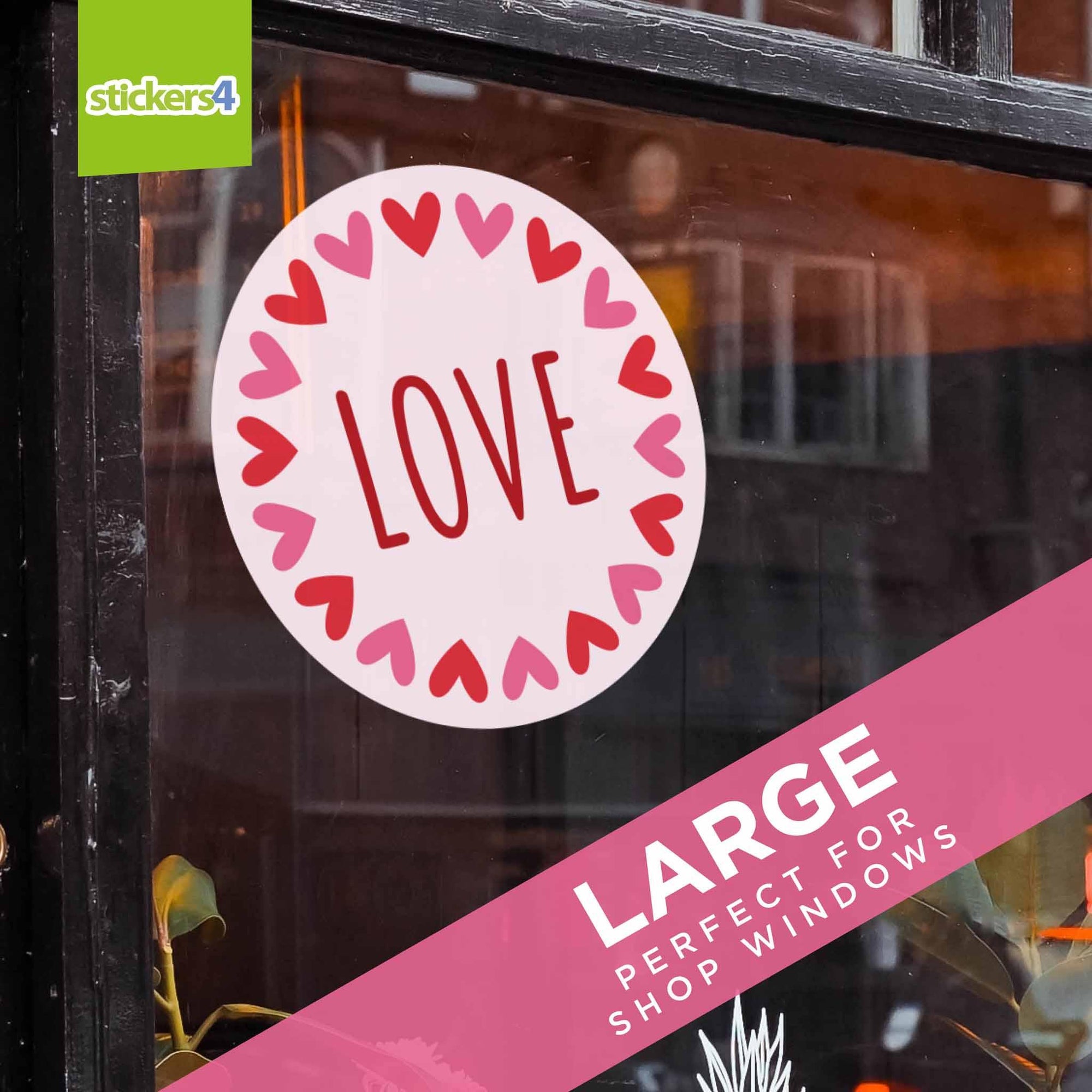Pink Love Roundel Window Sticker Valentines Day Window Display