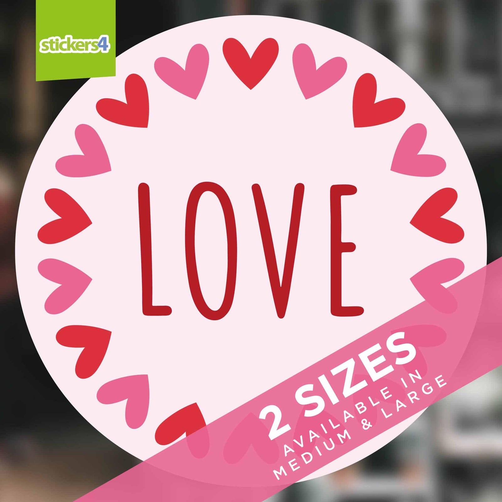 Pink Love Roundel Window Sticker Valentines Day Window Display