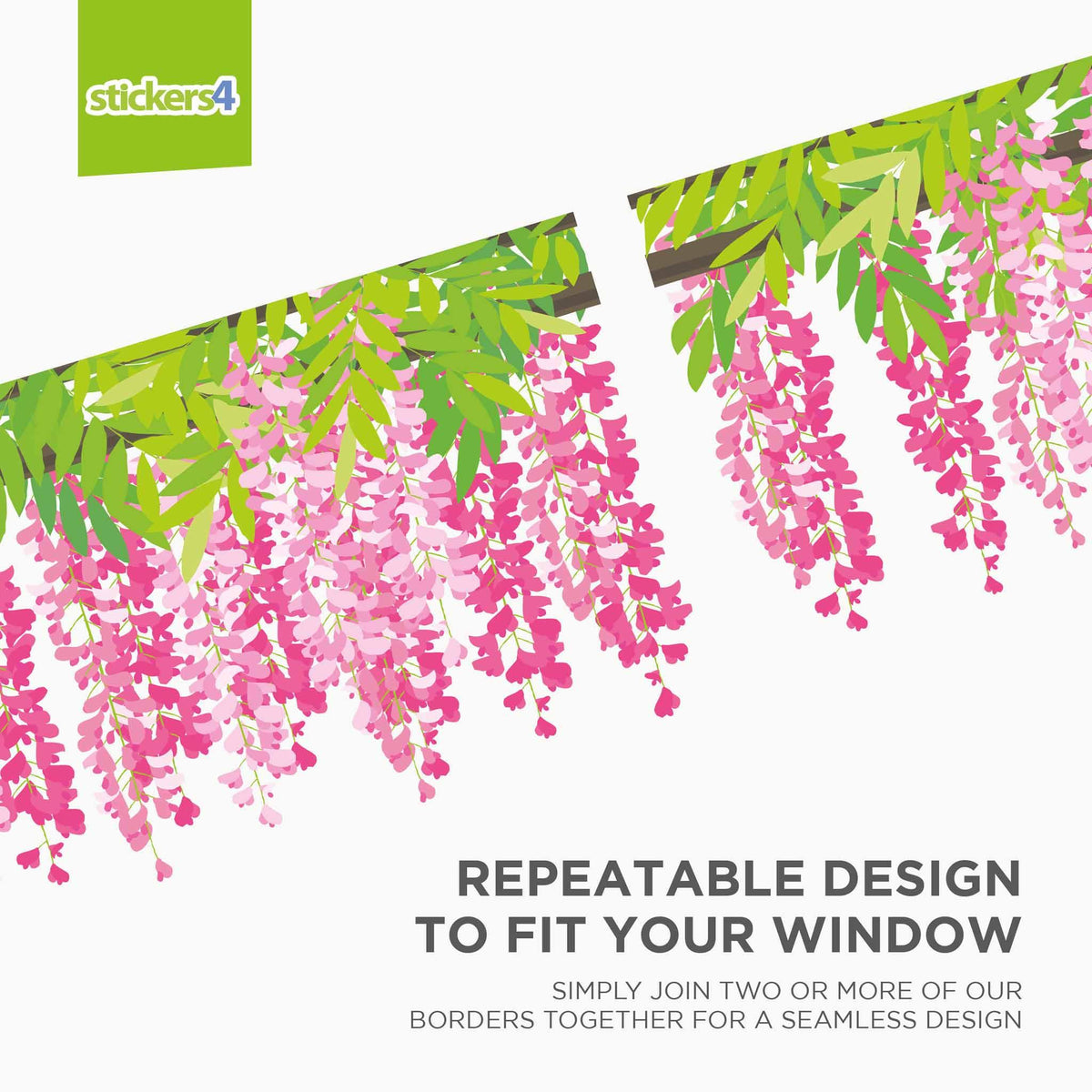 Pink Wisteria Border Window Cling Sticker Seasonal Window Display