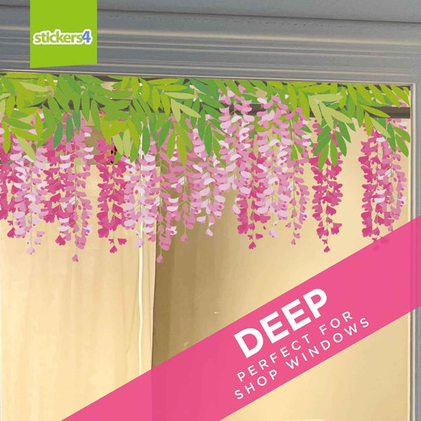 Pink Wisteria Border Window Cling Sticker Seasonal Window Display