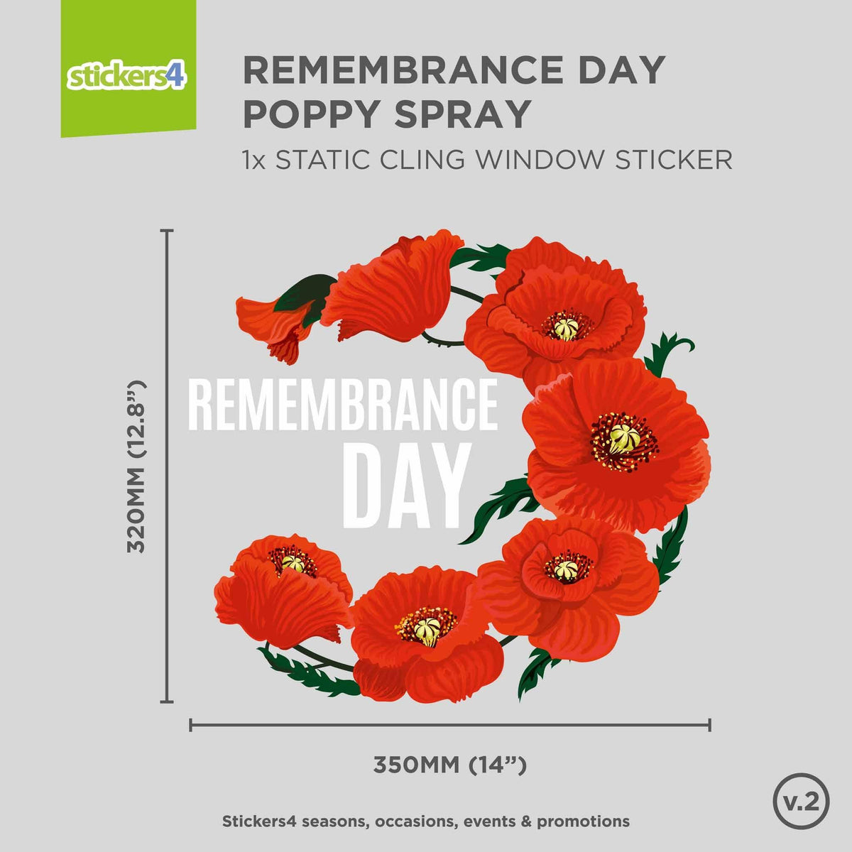 Remembrance Day Poppy Spray Window Sticker Remembrance Window Display