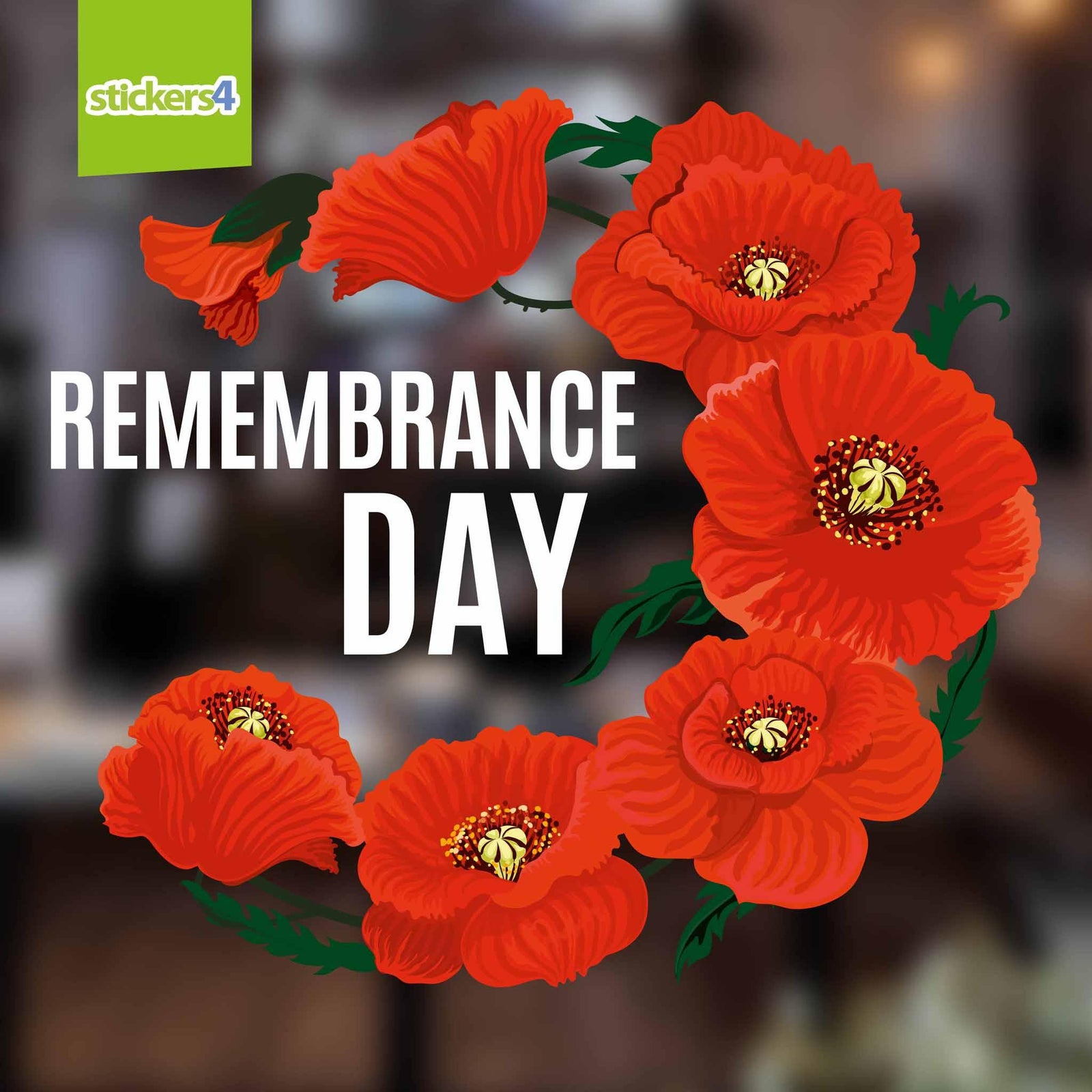 Remembrance Day Poppy Spray Window Sticker Remembrance Window Display