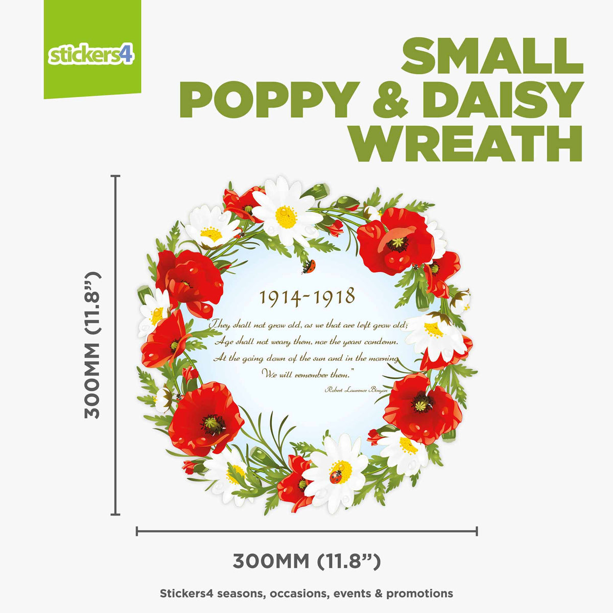 Poppy and Daisy Remembrance Wreath Window Sticker