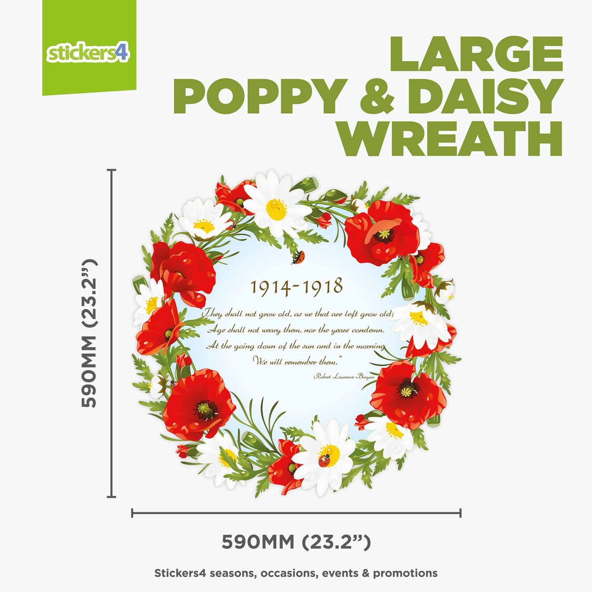 Poppy and Daisy Remembrance Wreath Window Sticker