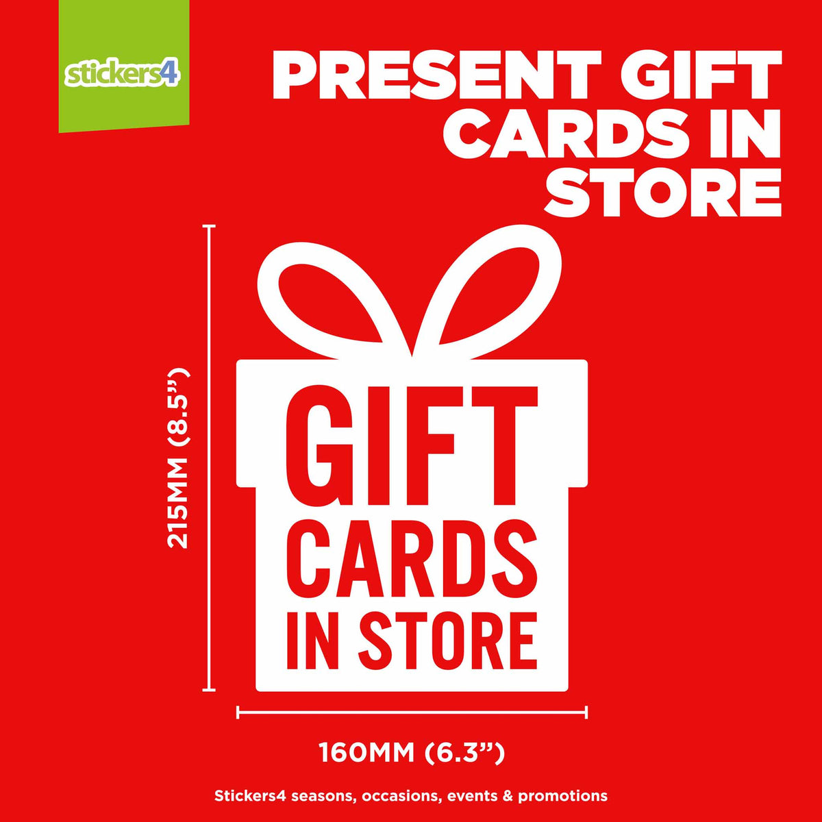 Present Gift Cards In Store Window Sticker