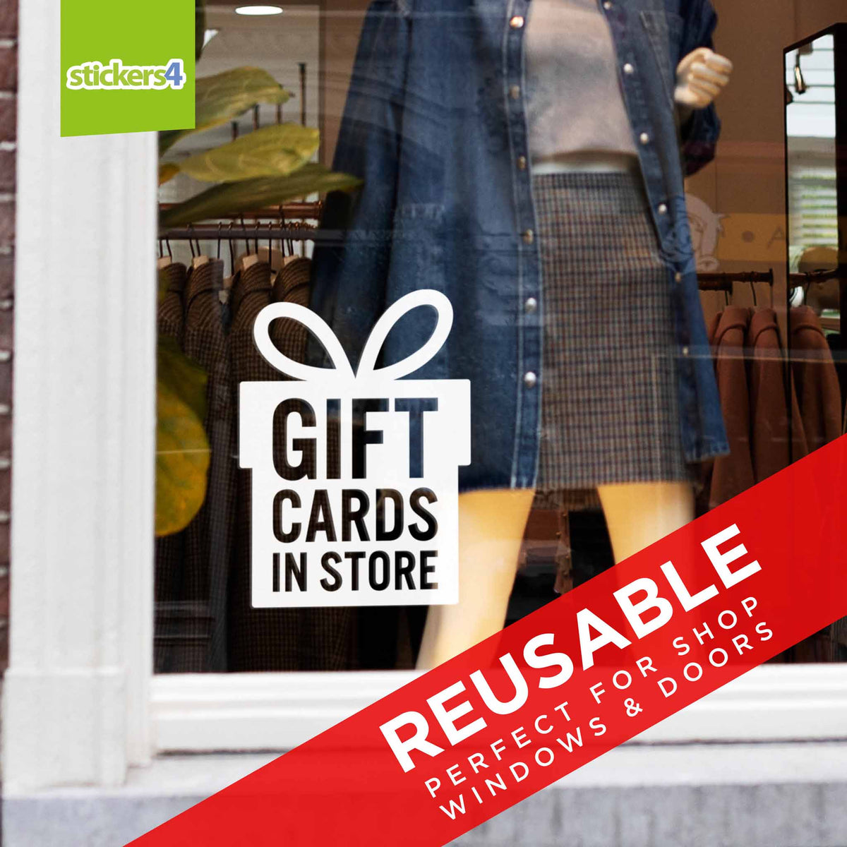 Present Gift Cards In Store Window Sticker