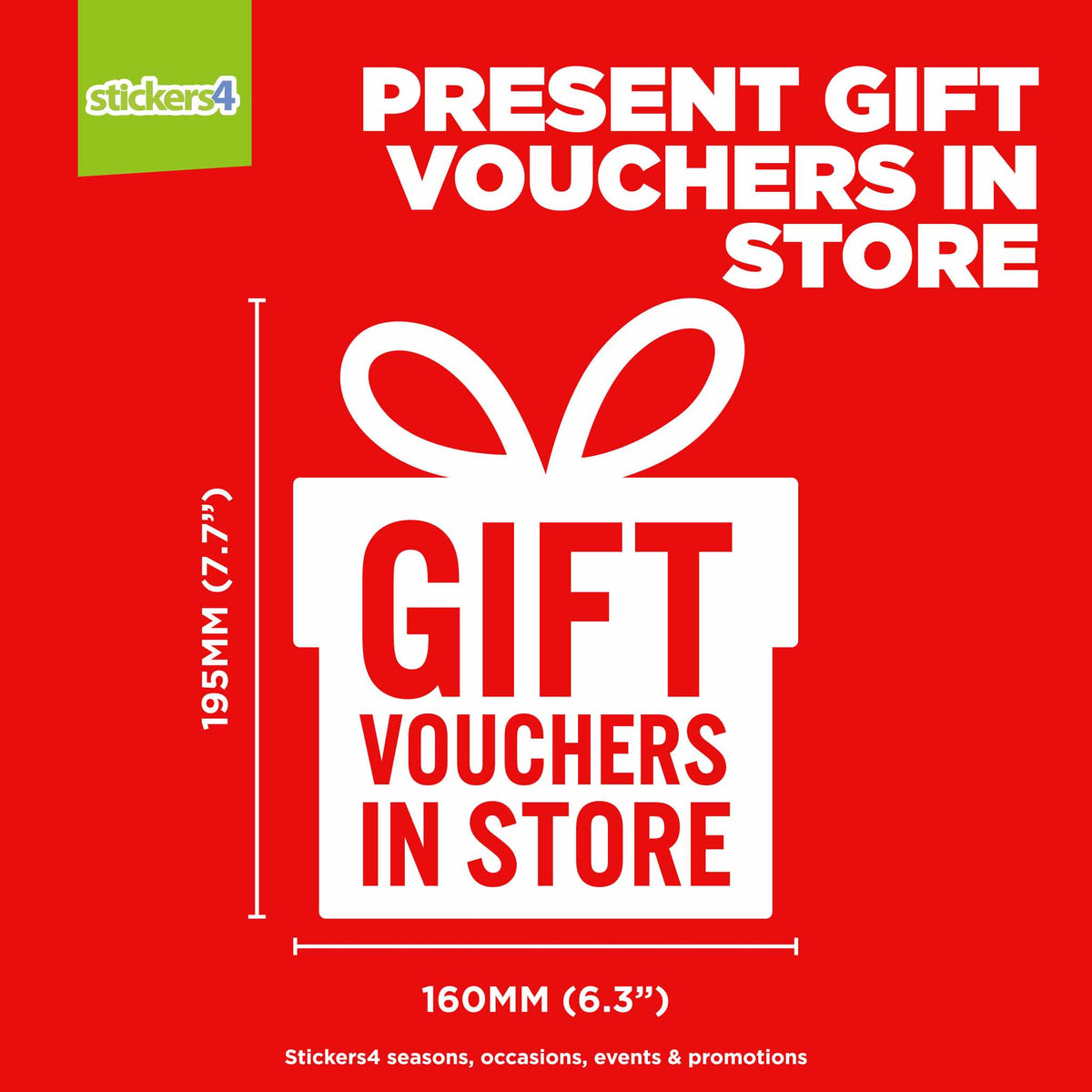 Present Gift Vouchers In Store Window Sticker